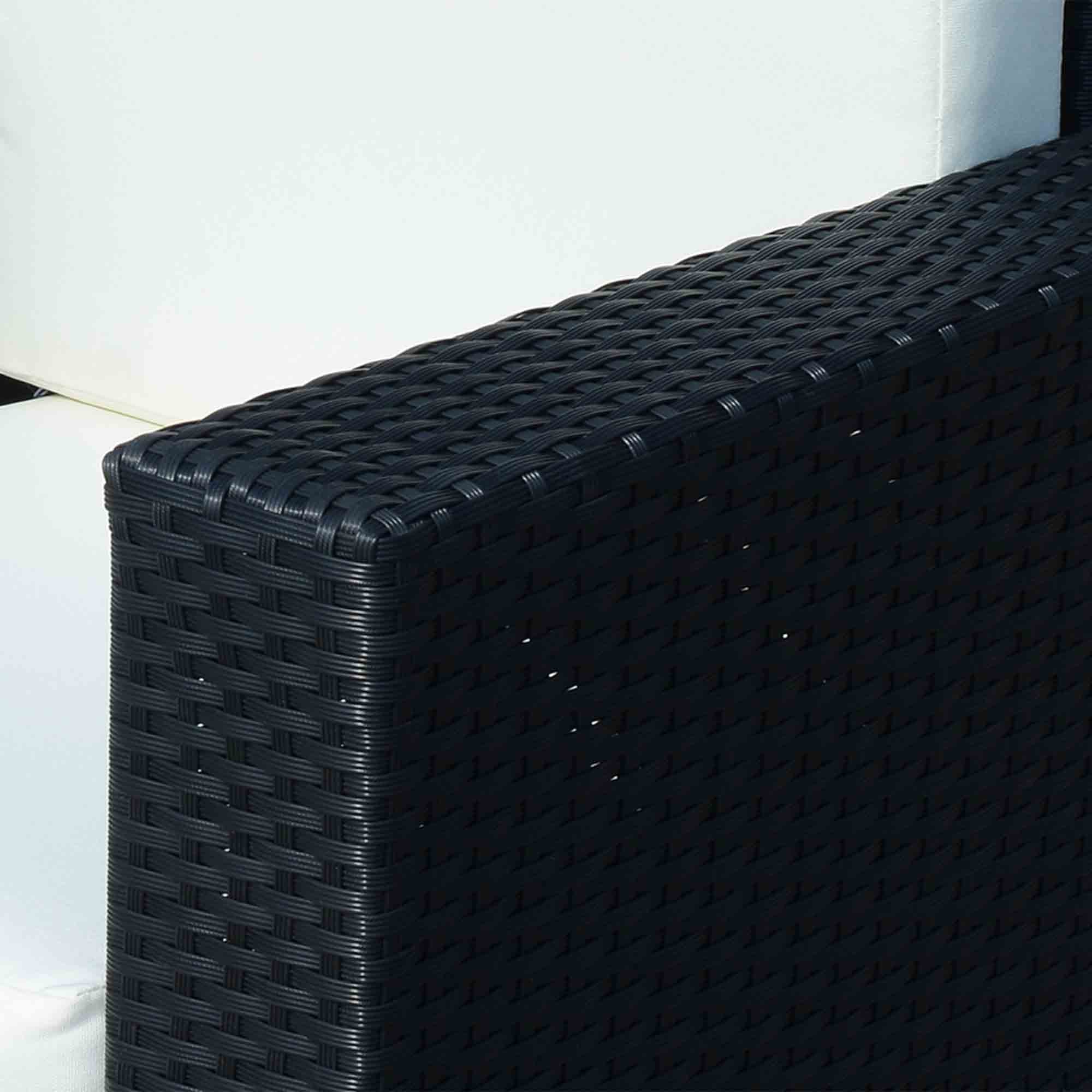 1 Seater Rattan Garden All-Weather Wicker Weave Single Sofa Armchair with Fire Resistant Cushion - Black - Image 9