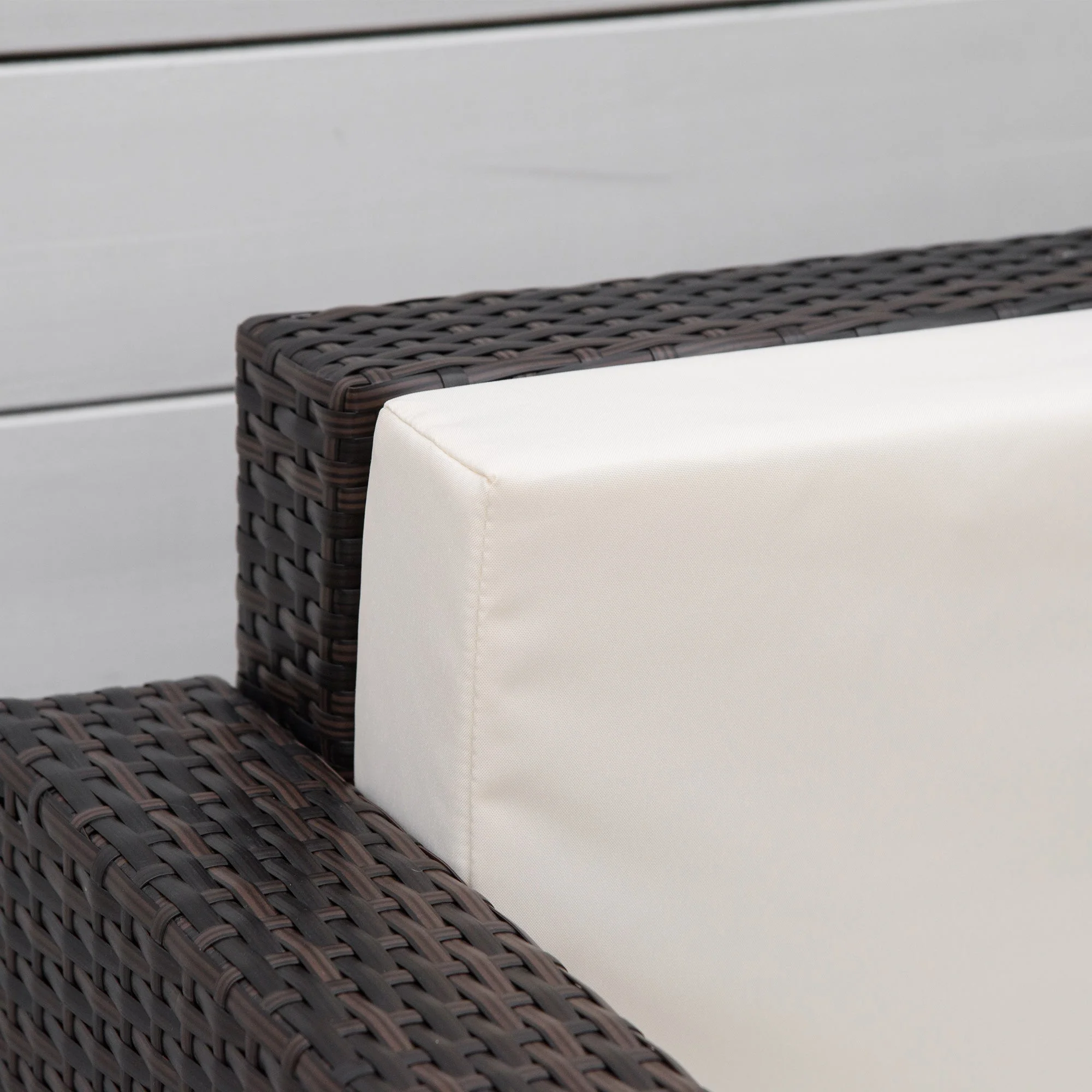 1 Seater Rattan Garden All-Weather Wicker Weave Single Sofa Armchair with Fire Resistant Cushion - Brown - Image 8