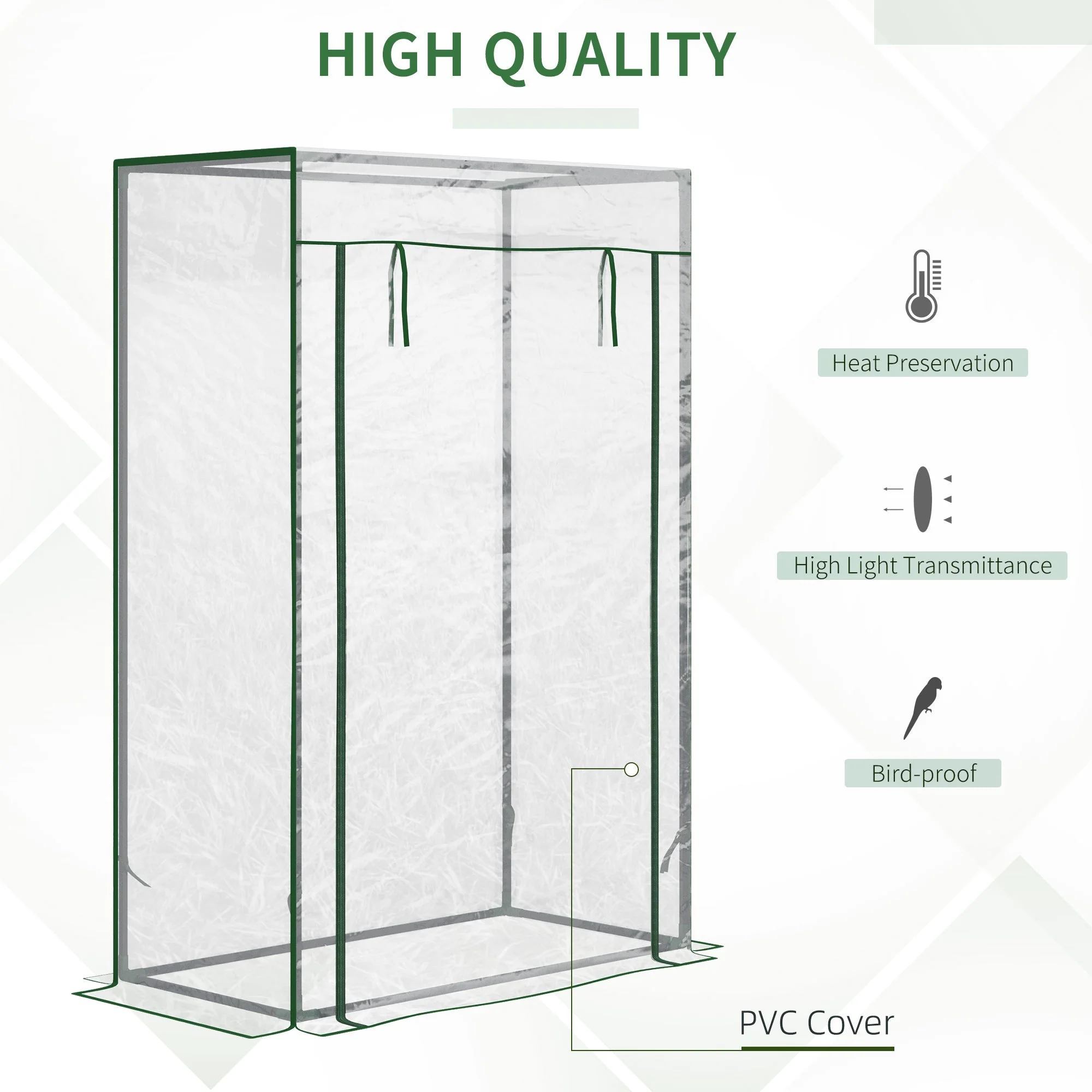 100 x 50 x 150cm Greenhouse Steel Frame PVC Cover with Roll-up Door Outdoor for Backyard - Image 4