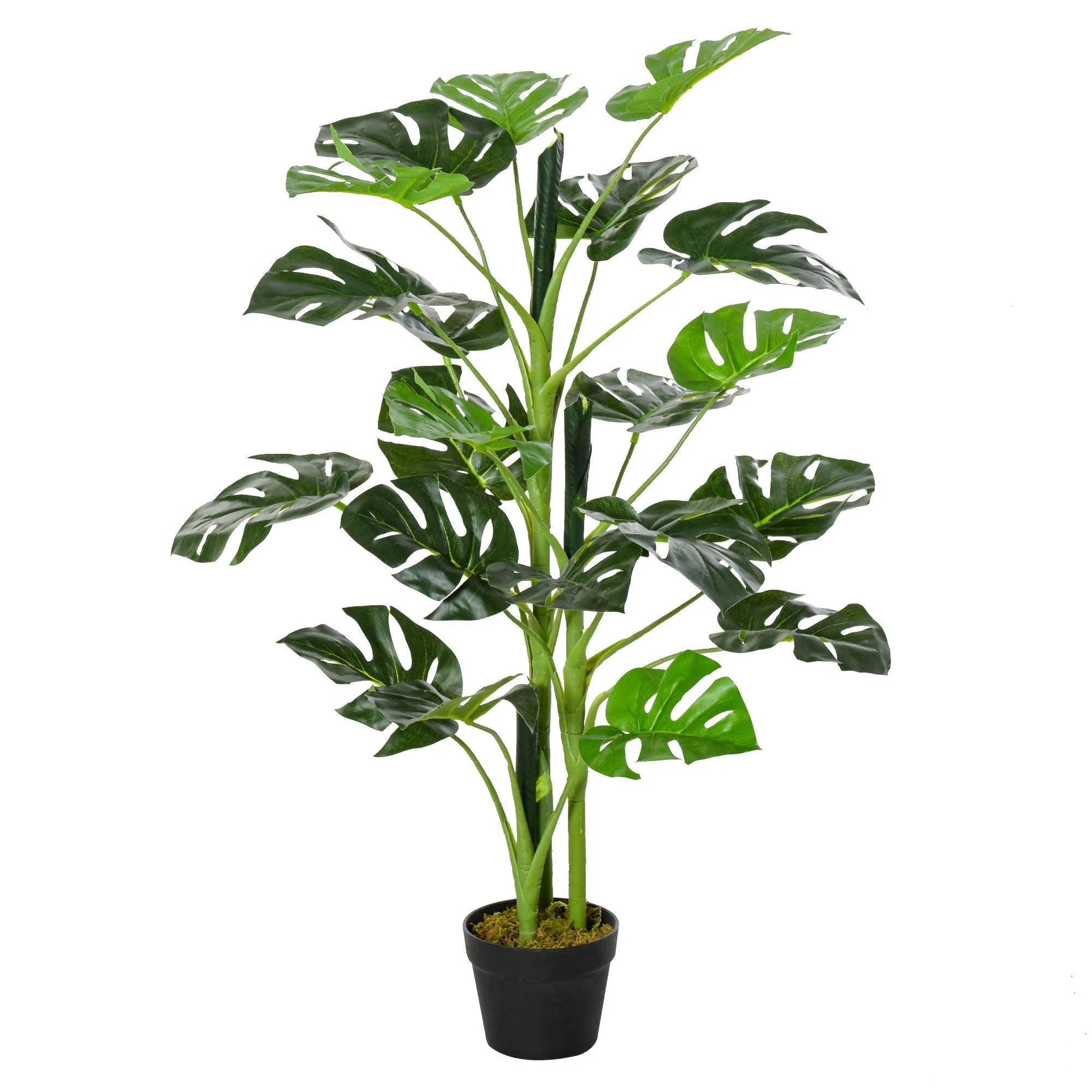 100cm/3.3FT Artificial Monstera Tree Decorative Cheese Plant 21 Leaves with Nursery Pot - Image 2
