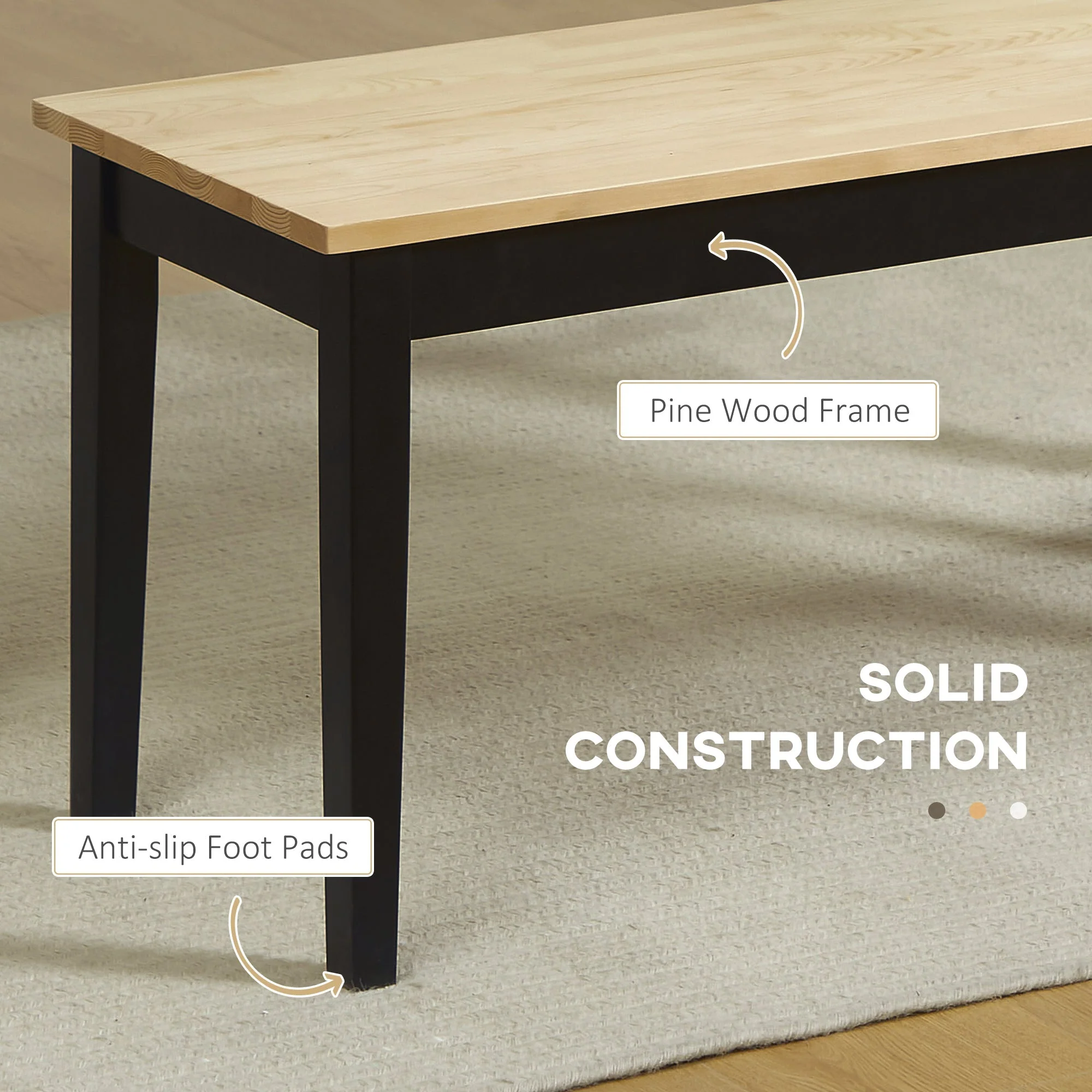 102 cm Wood Dining Bench for 2 People - Image 5