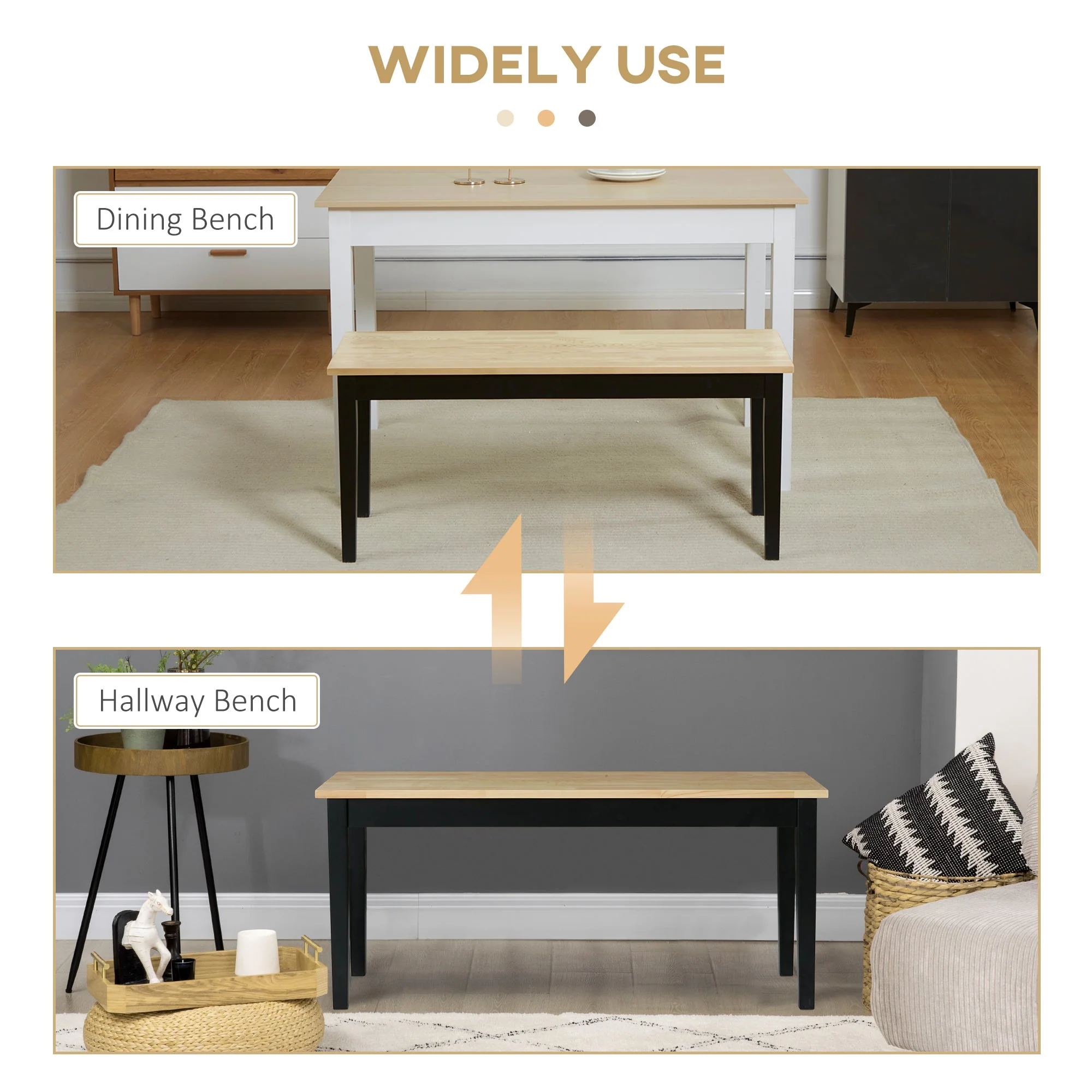 102 cm Wood Dining Bench for 2 People - Image 6