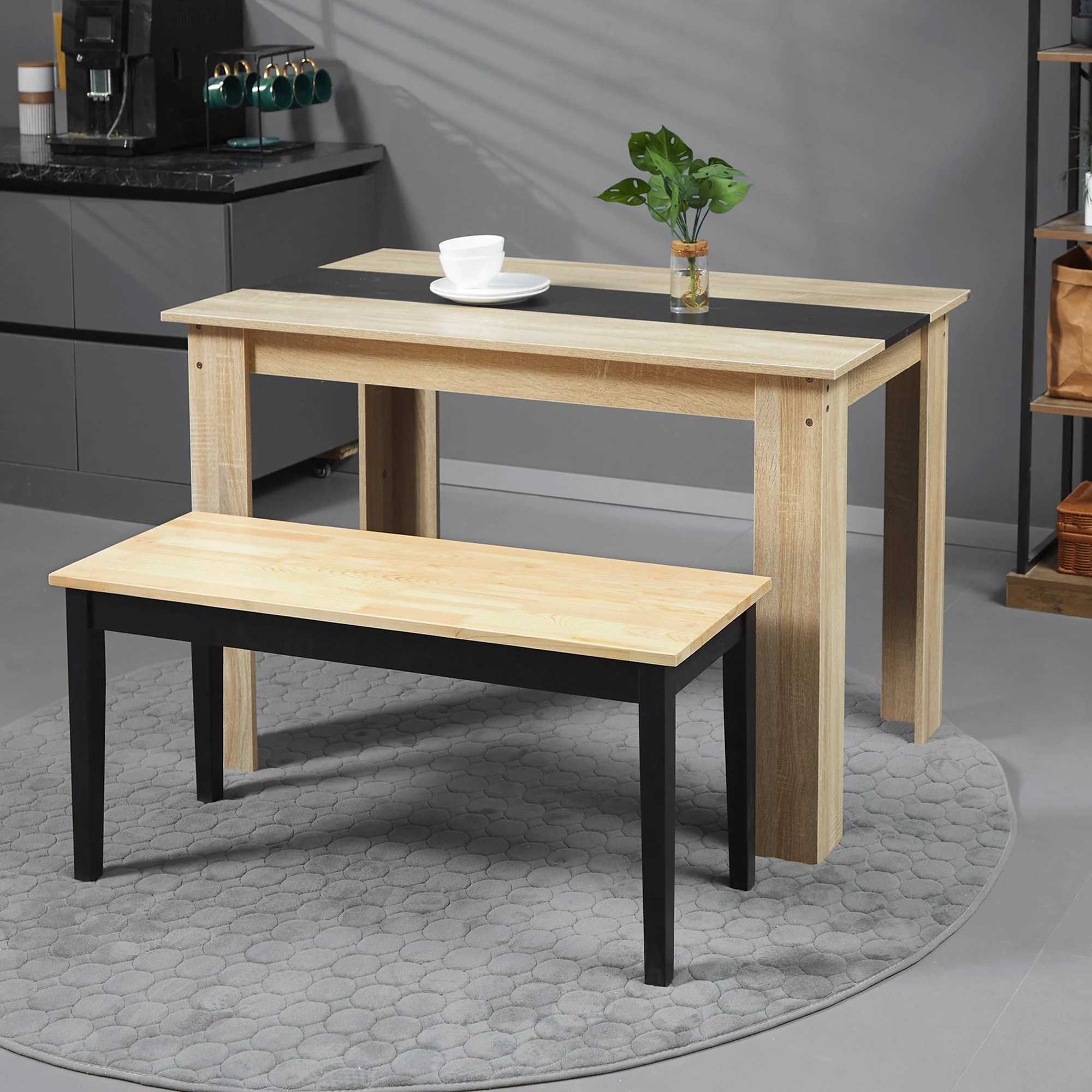 102 cm Wood Dining Bench for 2 People - Image 7