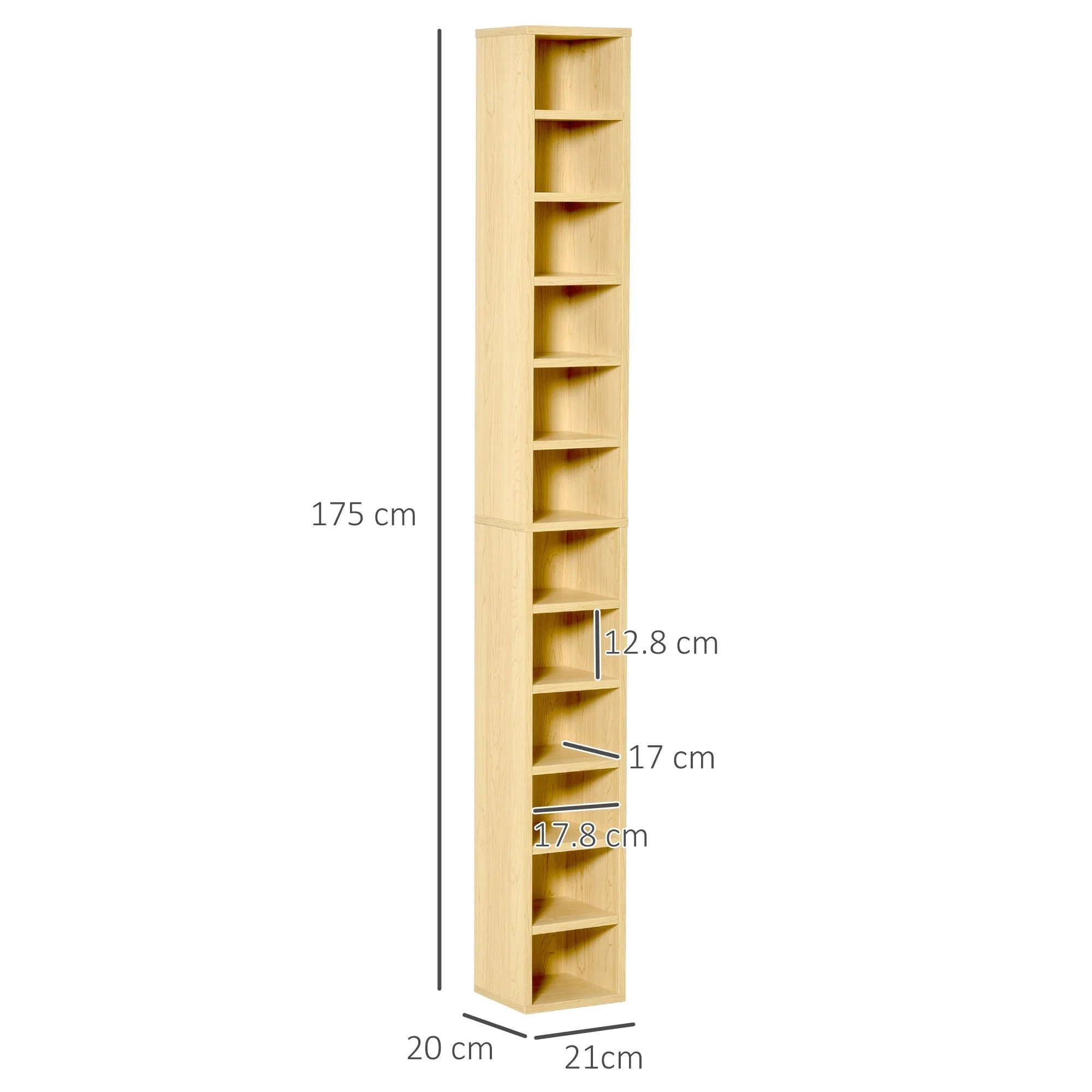 12-tier Media Storage Cabinet 204 CDs Shelf Tower Multimedia Organizer Rack Stand Bookcase Display Unit - Image 3