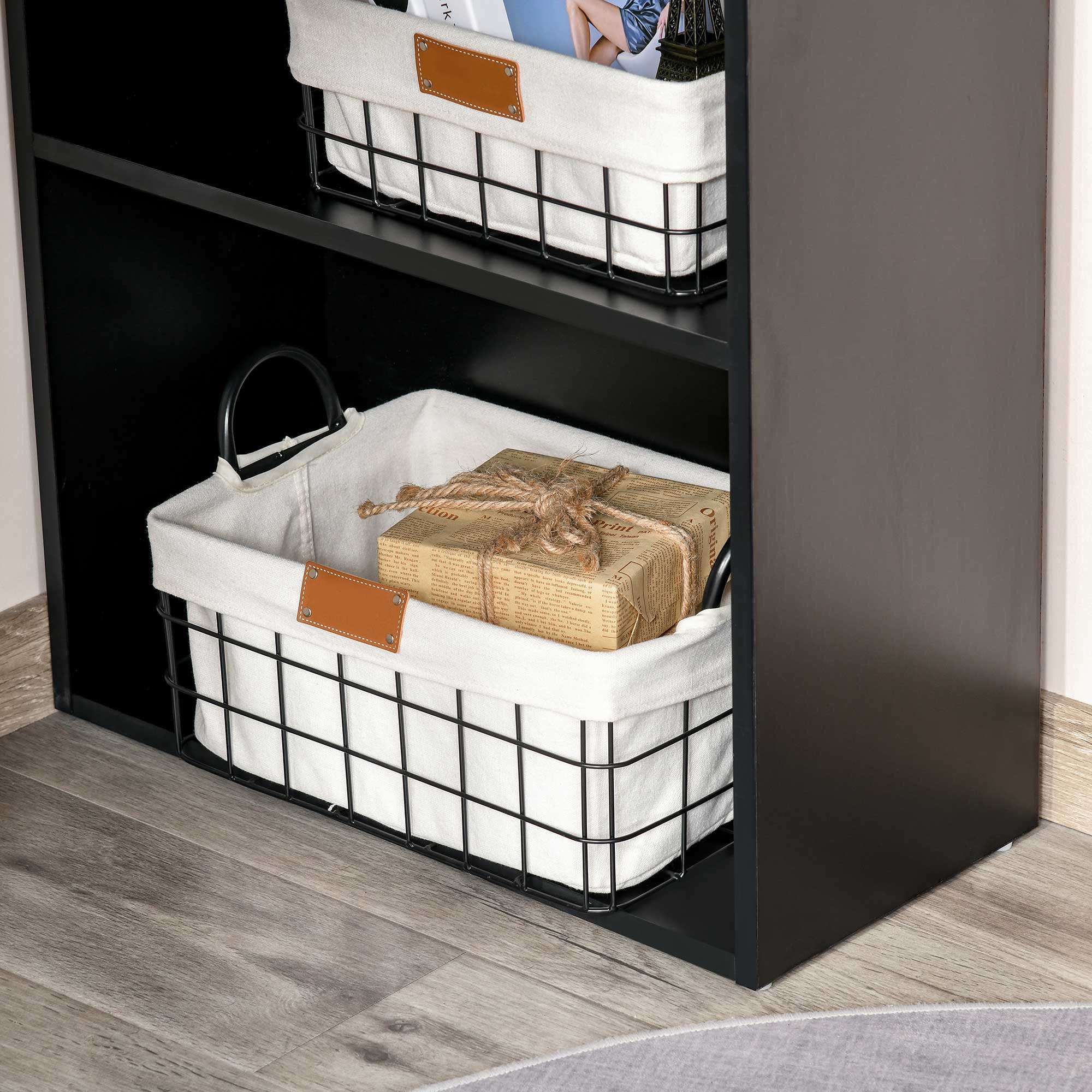 120cm Modern Computer Desk Bookshelf Study Table Workstation PC Laptop Writing Home Office 6 Shelves Black - Image 7