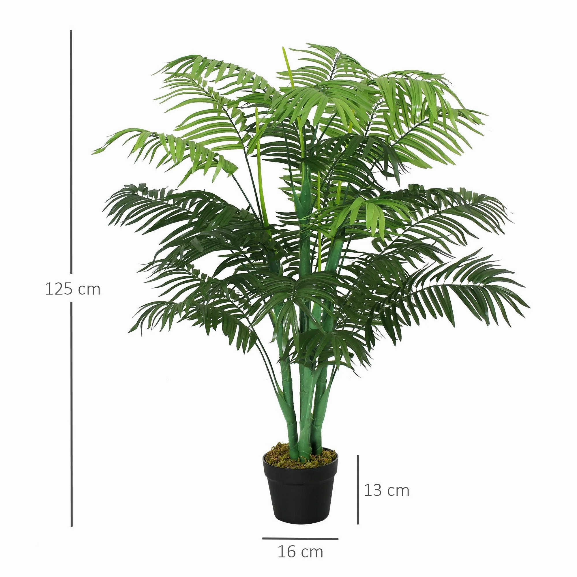 125cm/4FT Artificial Palm Plant Decorative Tree with 18 Leaves Nursery Pot Fake Plastic Indoor Outdoor Home Office Décor - Image 3
