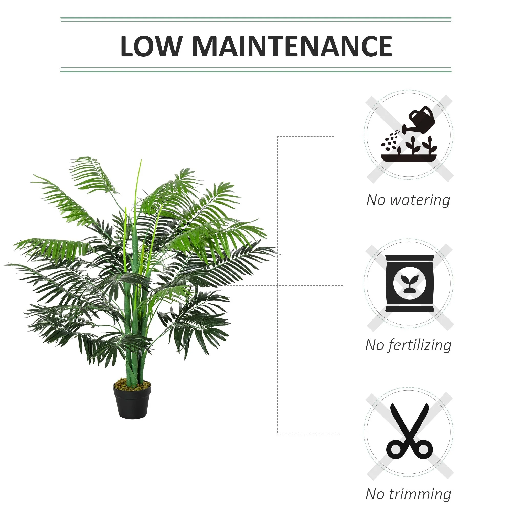 125cm/4FT Artificial Palm Plant Decorative Tree with 18 Leaves Nursery Pot Fake Plastic Indoor Outdoor Home Office Décor - Image 5