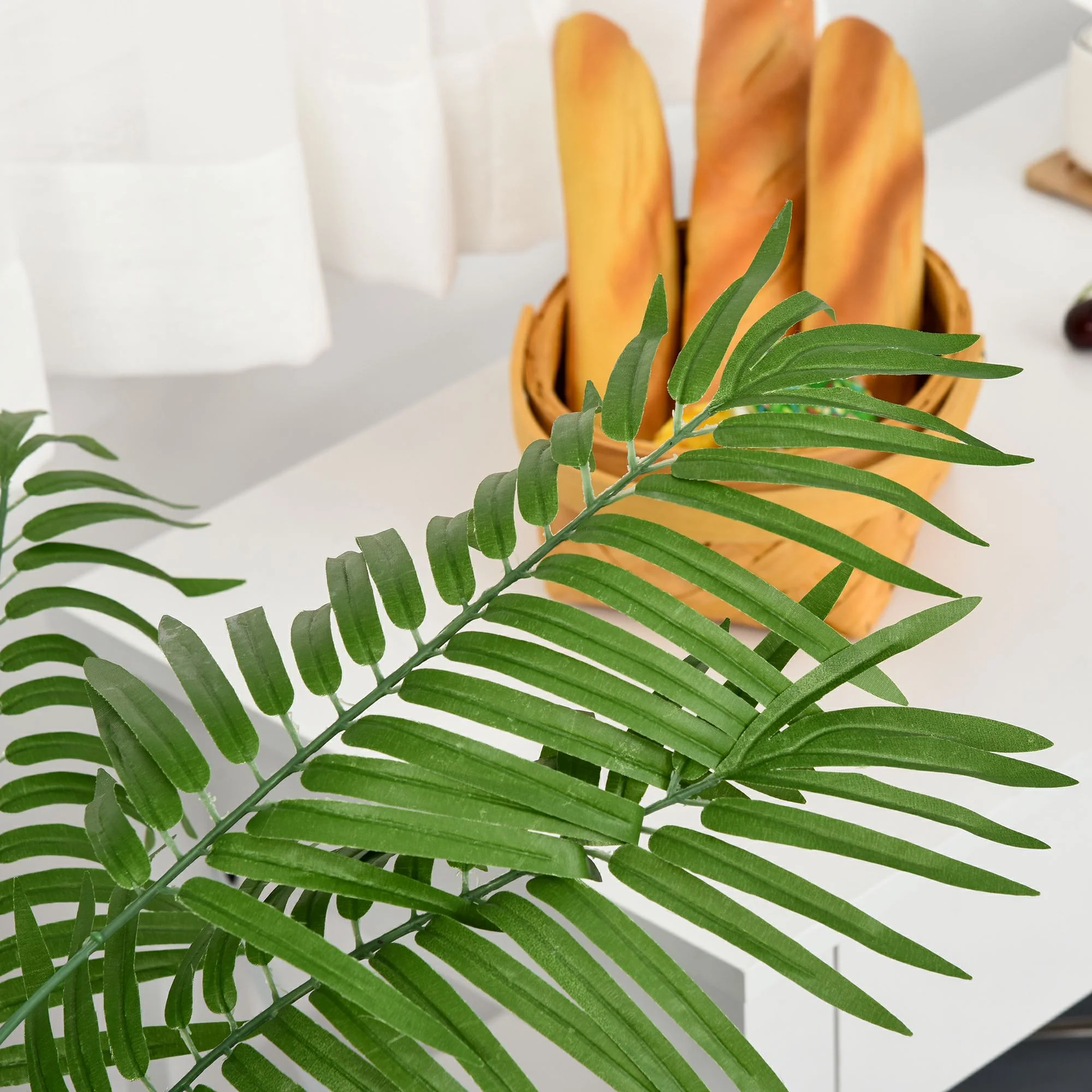 125cm/4FT Artificial Palm Plant Decorative Tree with 18 Leaves Nursery Pot Fake Plastic Indoor Outdoor Home Office Décor - Image 8