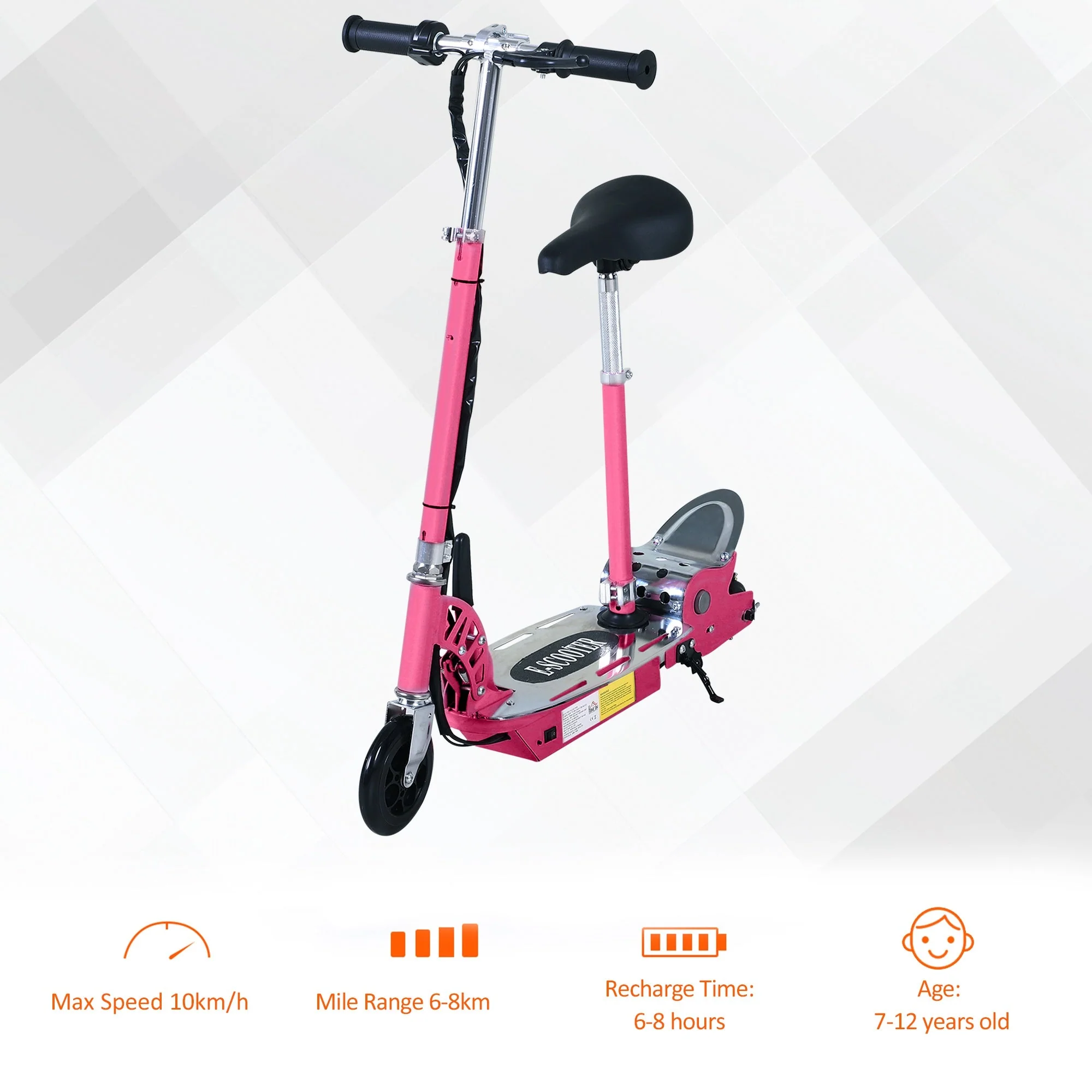 12V Battery 120W Teens Foldable Electric Scooter Adjustable Ride Over 7 years old -Pink - Image 7