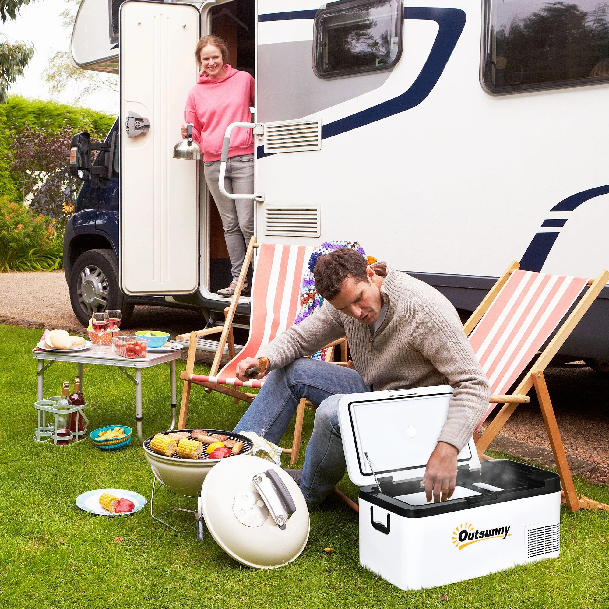 12V Car Refrigerator w/ LED Light & Foldable Handles - Image 2