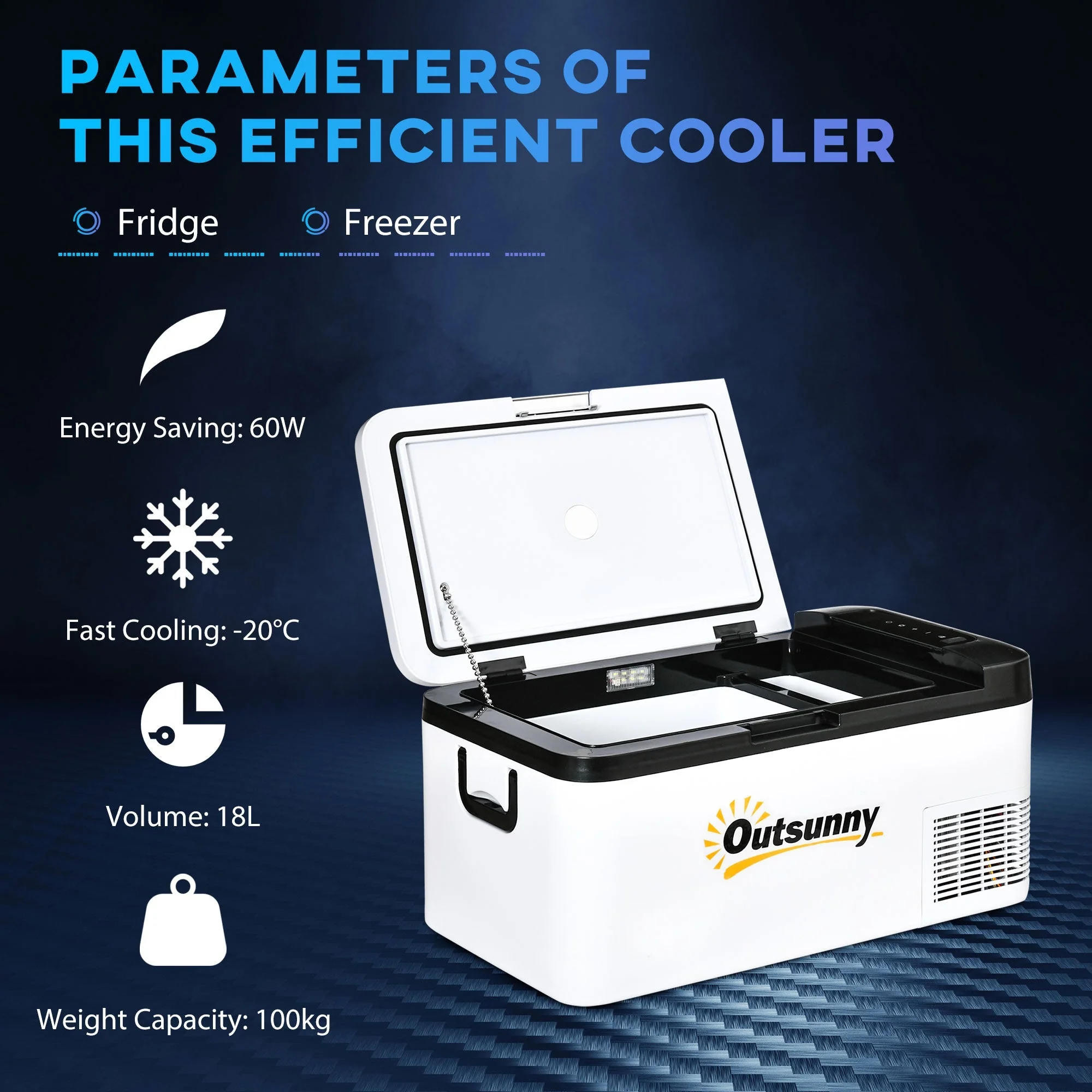 12V Car Refrigerator w/ LED Light & Foldable Handles - Image 4