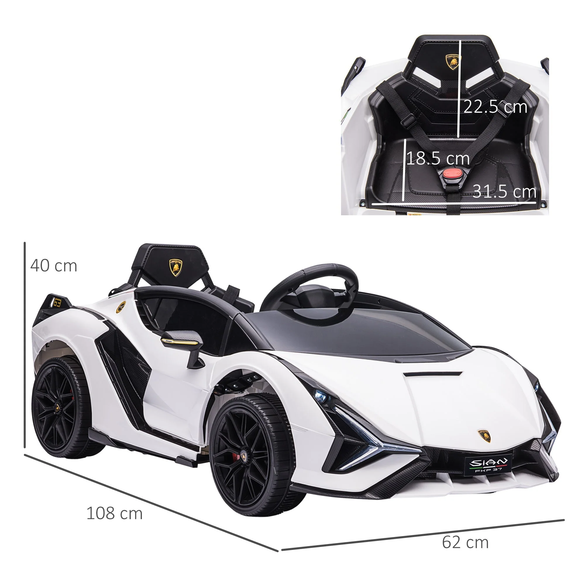 12V Kids Electric Ride On Car 2 Motors Licensed Toy Car with Remote Control Music Lights MP3 for 3-5 Years White - Image 3