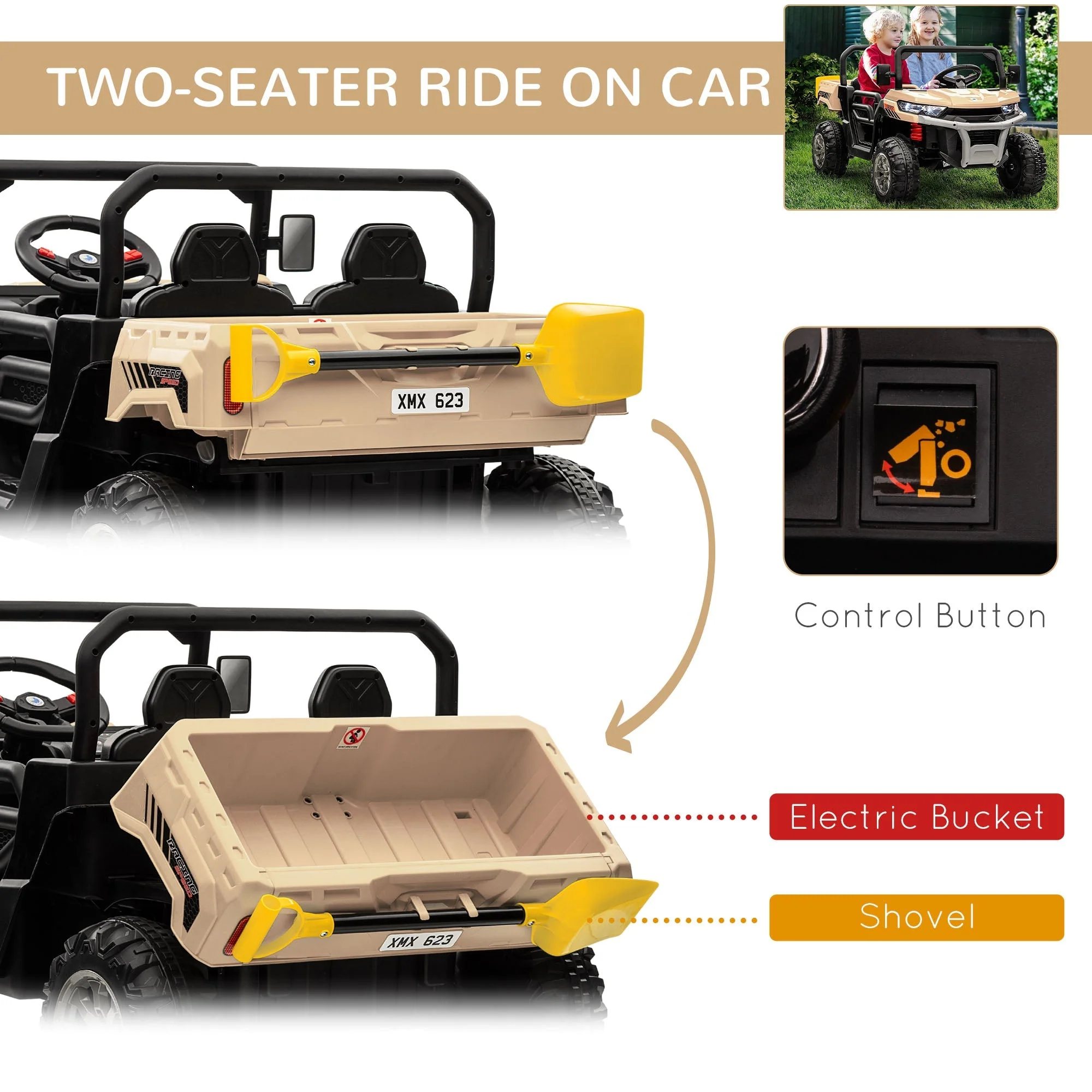 12V Two-Seater Kids Electric Ride-On Car - Image 3