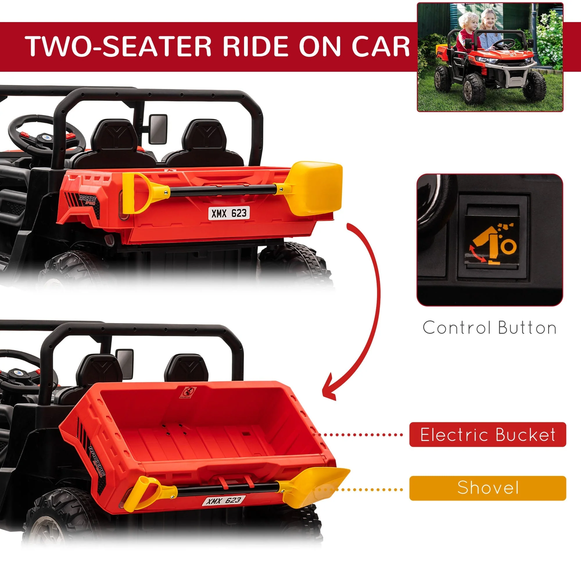 12V Two-Seater Kids Electric Ride-On Car - Image 3