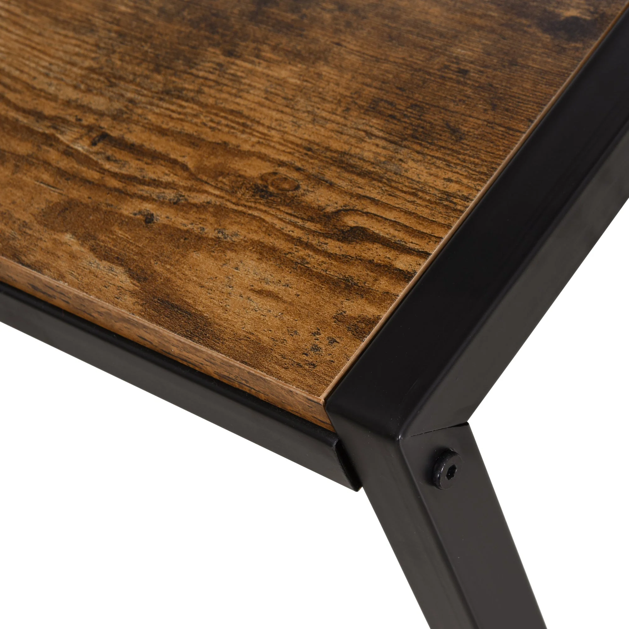 149H x 140L x 125W cm Particle Board Industrial L-Shaped Desk w Shelf - Brown & Black - Image 9