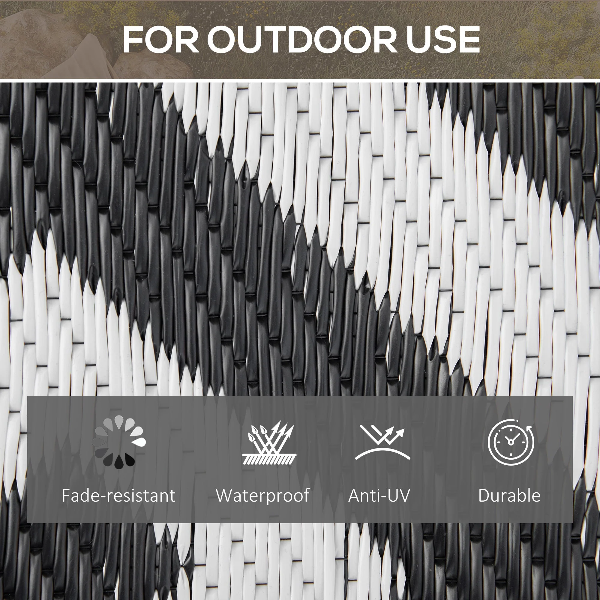 152 x 243 cm5x 8ft Outdoor Rug Reversible Mat Plastic Straw Rug Portable RV Camping Mat for Garden Deck Picnic Indoor - Image 5