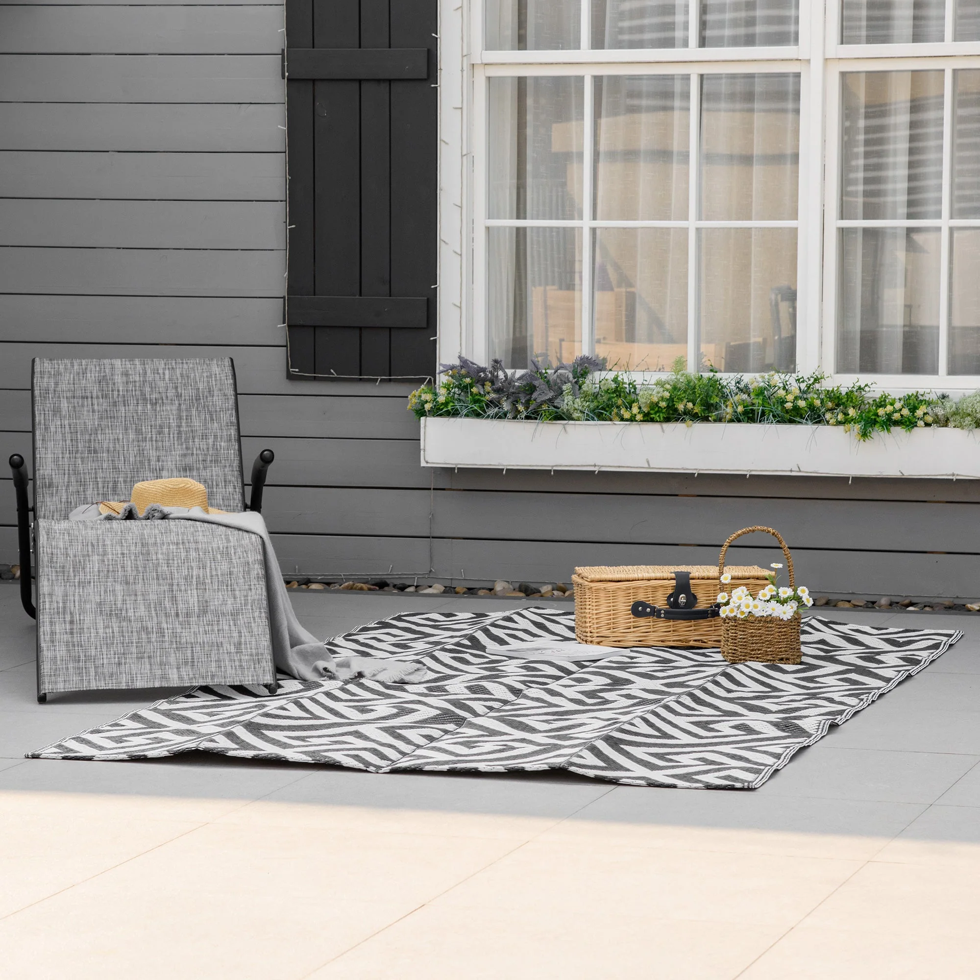 152 x 243 cm5x 8ft Outdoor Rug Reversible Mat Plastic Straw Rug Portable RV Camping Mat for Garden Deck Picnic Indoor - Image 8