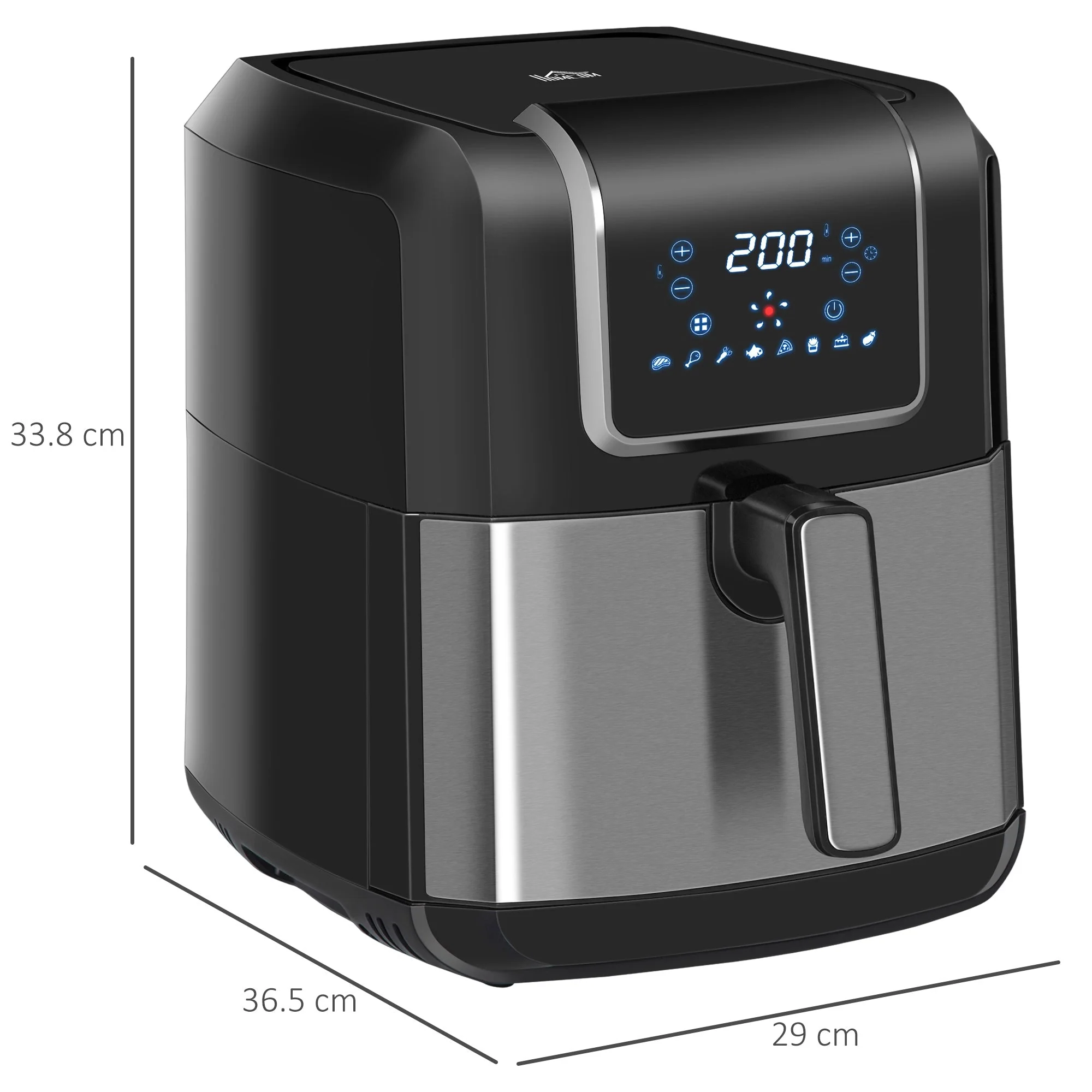 1700W 6.5L Air Fryer 8 Presets With Digital Display Black & Grey - Image 2