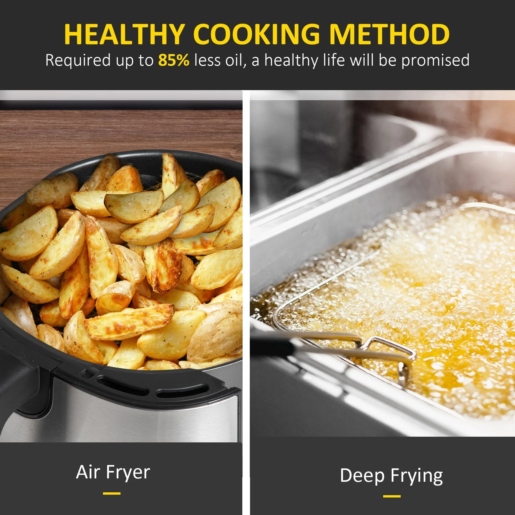 1700W 6.5L Air Fryer 8 Presets With Digital Display Black & Grey - Image 4