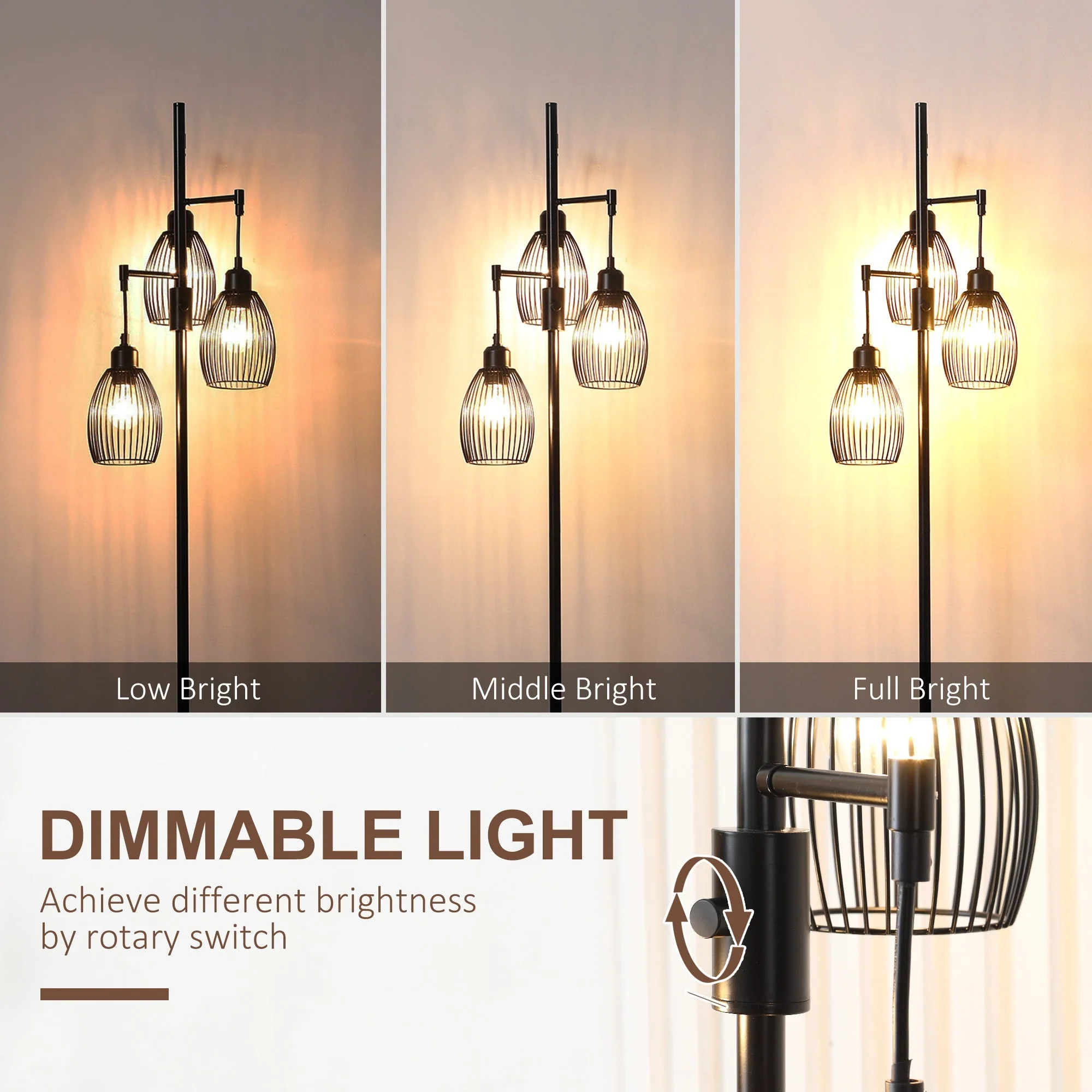 170cm Industrial 3-Light Floor Lamp - Image 4