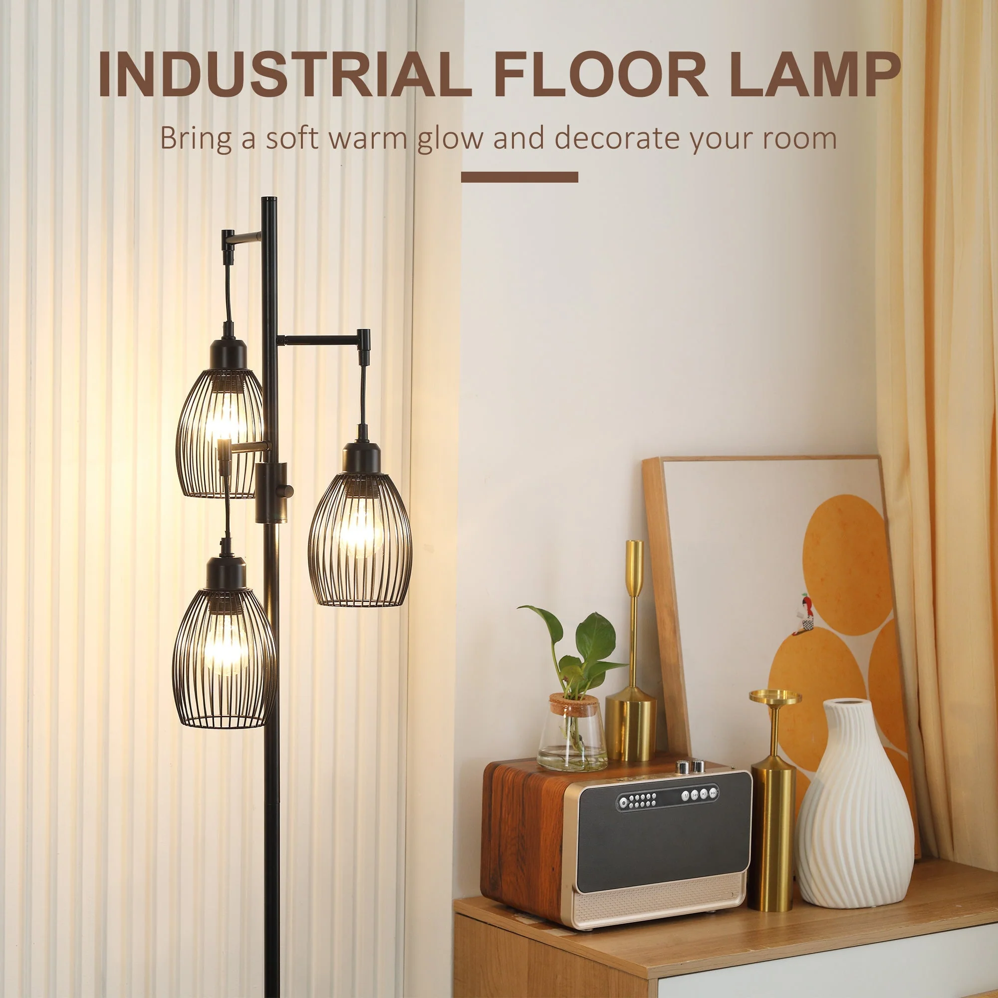 170cm Industrial 3-Light Floor Lamp - Image 5
