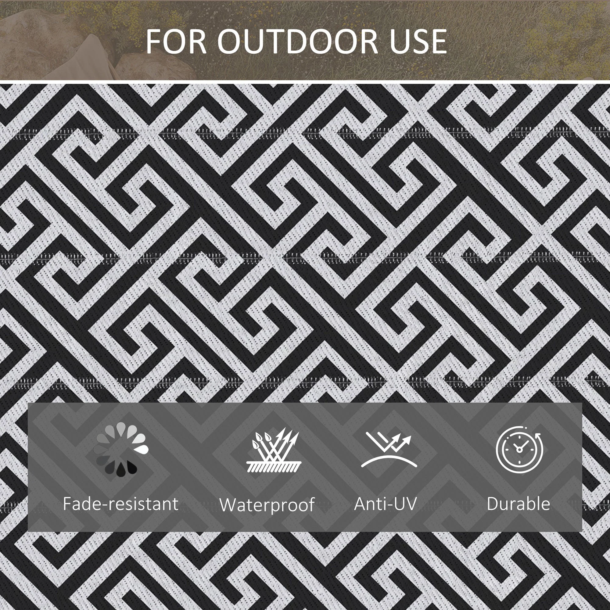182 x 274 cm6x9ft Outdoor Rug Reversible Mat Plastic Straw Rug Portable RV Camping Mat for Garden Deck Picnic Indoor - Image 4