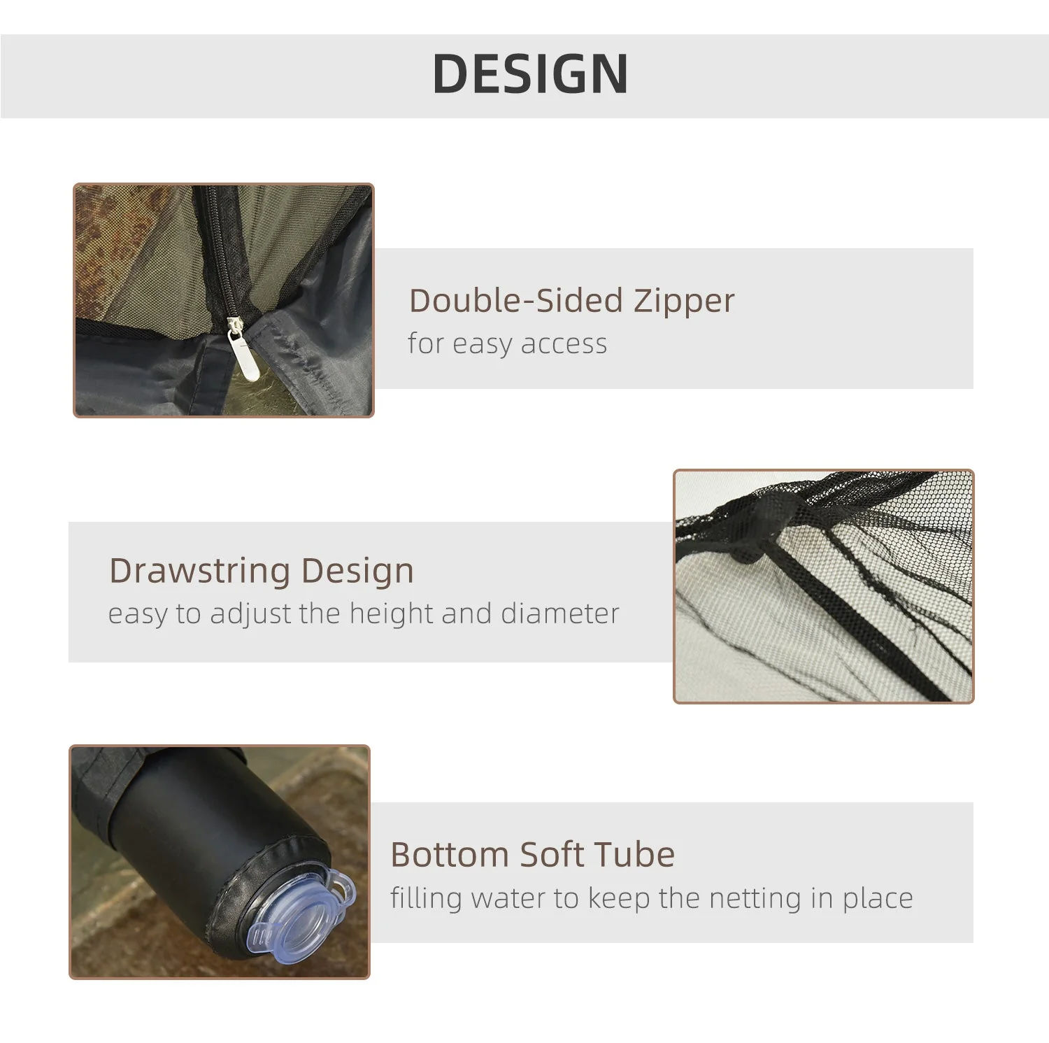 2.3m Umbrella Table Screen Outdoor Patio Cover Mosquito Insect Net Zipped Door - Image 4
