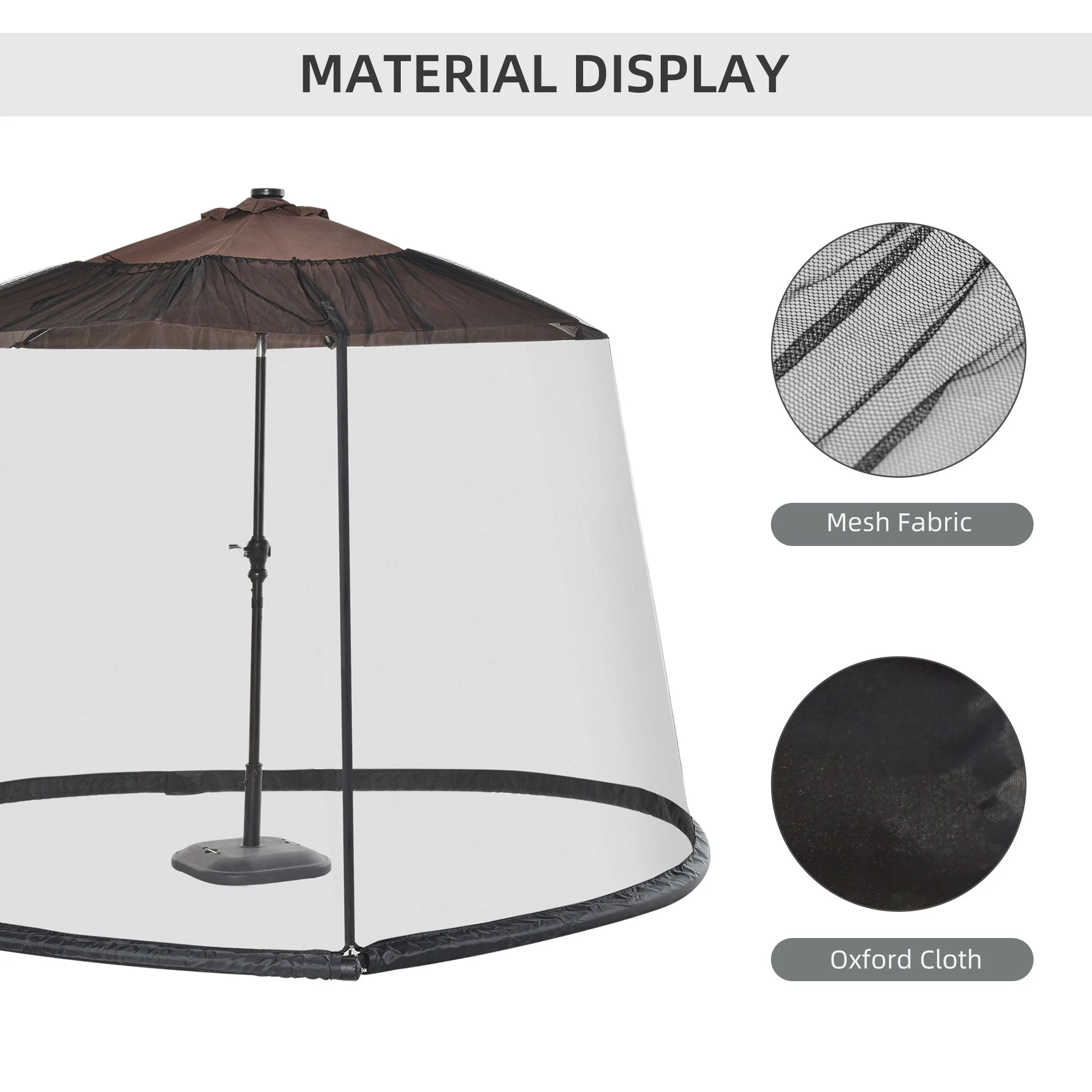 2.3m Umbrella Table Screen Outdoor Patio Cover Mosquito Insect Net Zipped Door - Image 5