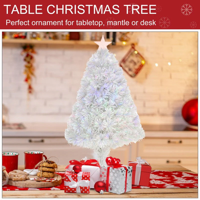 2.5 Foot Prelit Artificial Tabletop Christmas Tree with Fibre Optics Holiday Home Xmas Decoration for Table and Desk - Image 6