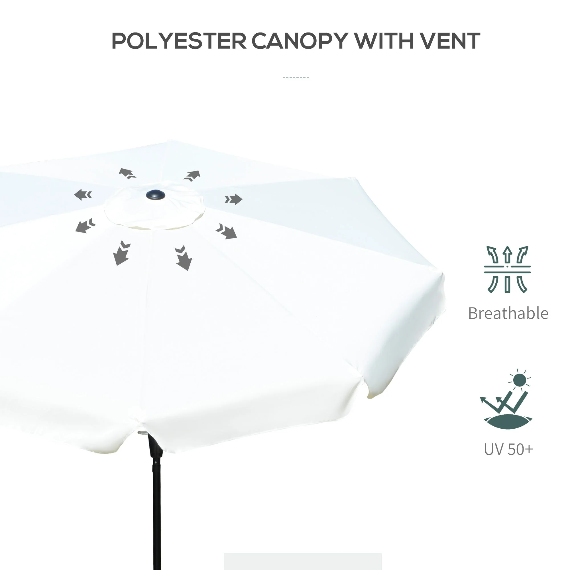 2.66m Patio Umbrella Garden Parasol Outdoor Sun Shade Table Umbrella with Ruffles - Image 6