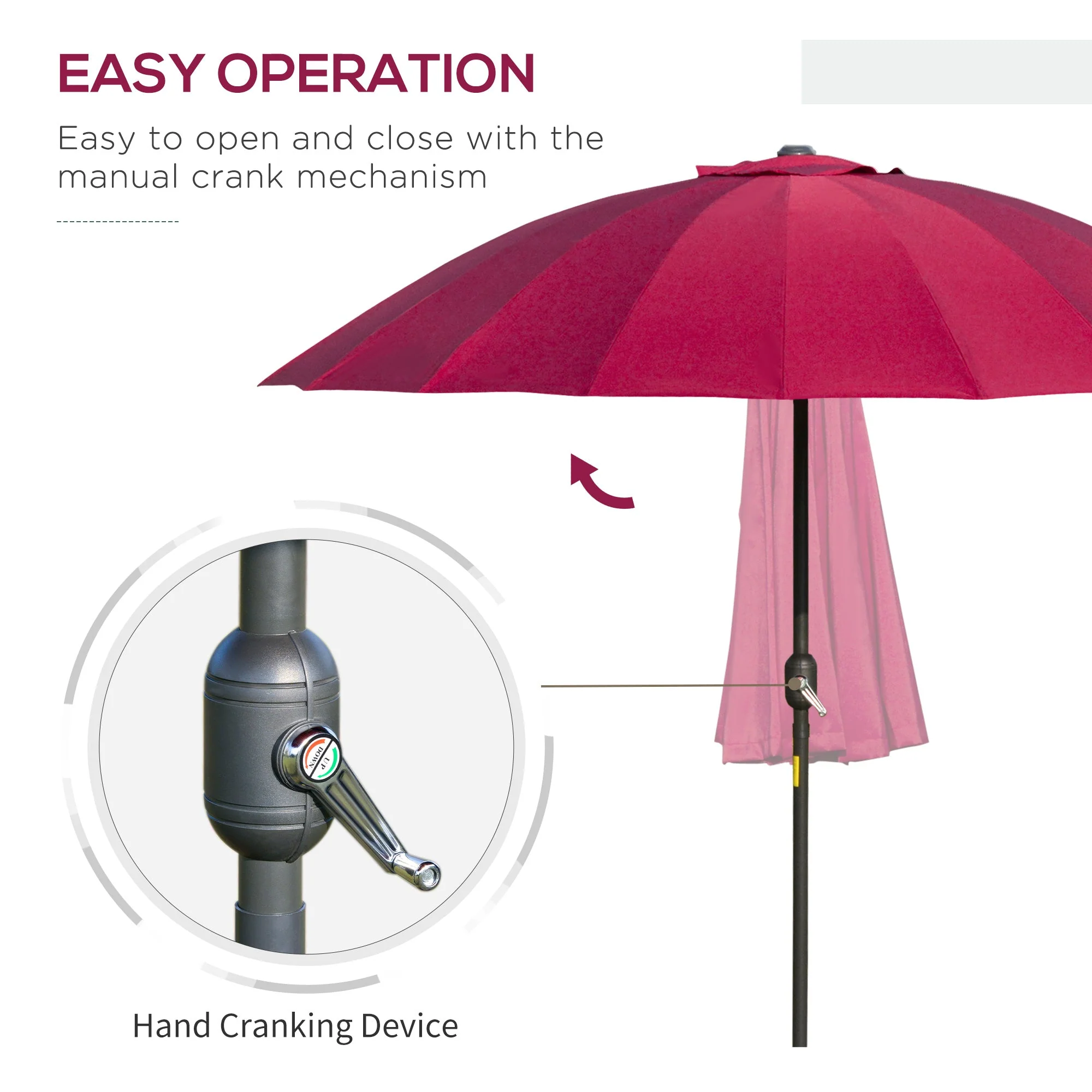 2.6m Shanghai Garden Parasol Umbrella with Crank & Tilt - Image 4