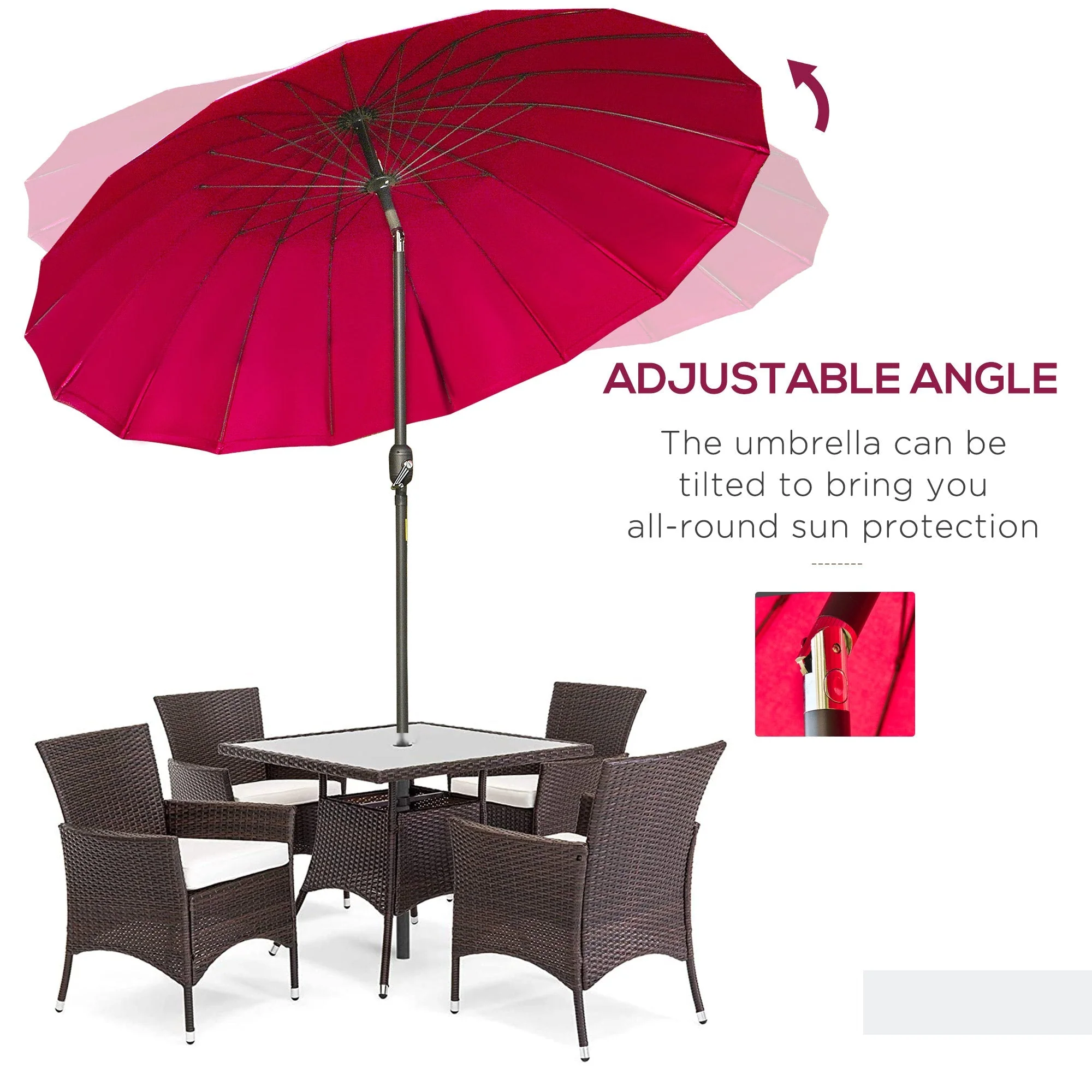 2.6m Shanghai Garden Parasol Umbrella with Crank & Tilt - Image 5