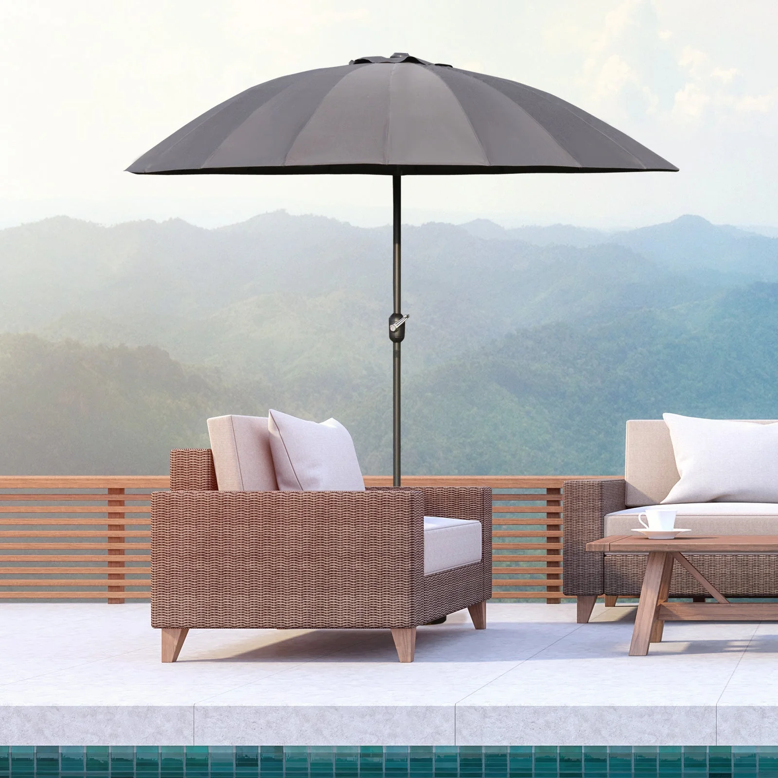 2.6m Shanghai Garden Parasol Umbrella with Crank & Tilt - Image 2