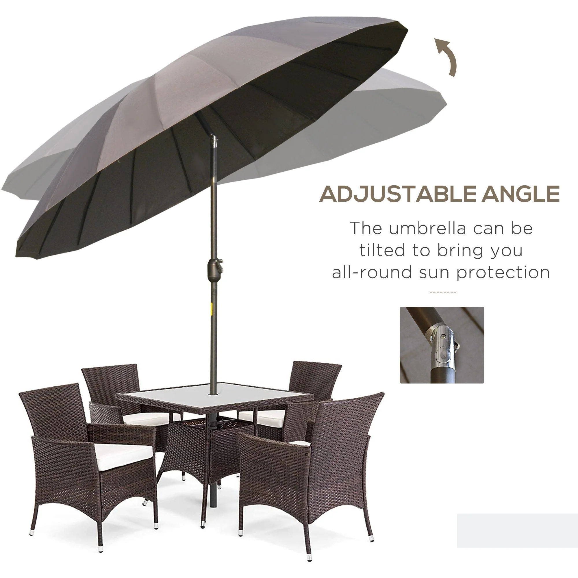 2.6m Shanghai Garden Parasol Umbrella with Crank & Tilt - Image 5