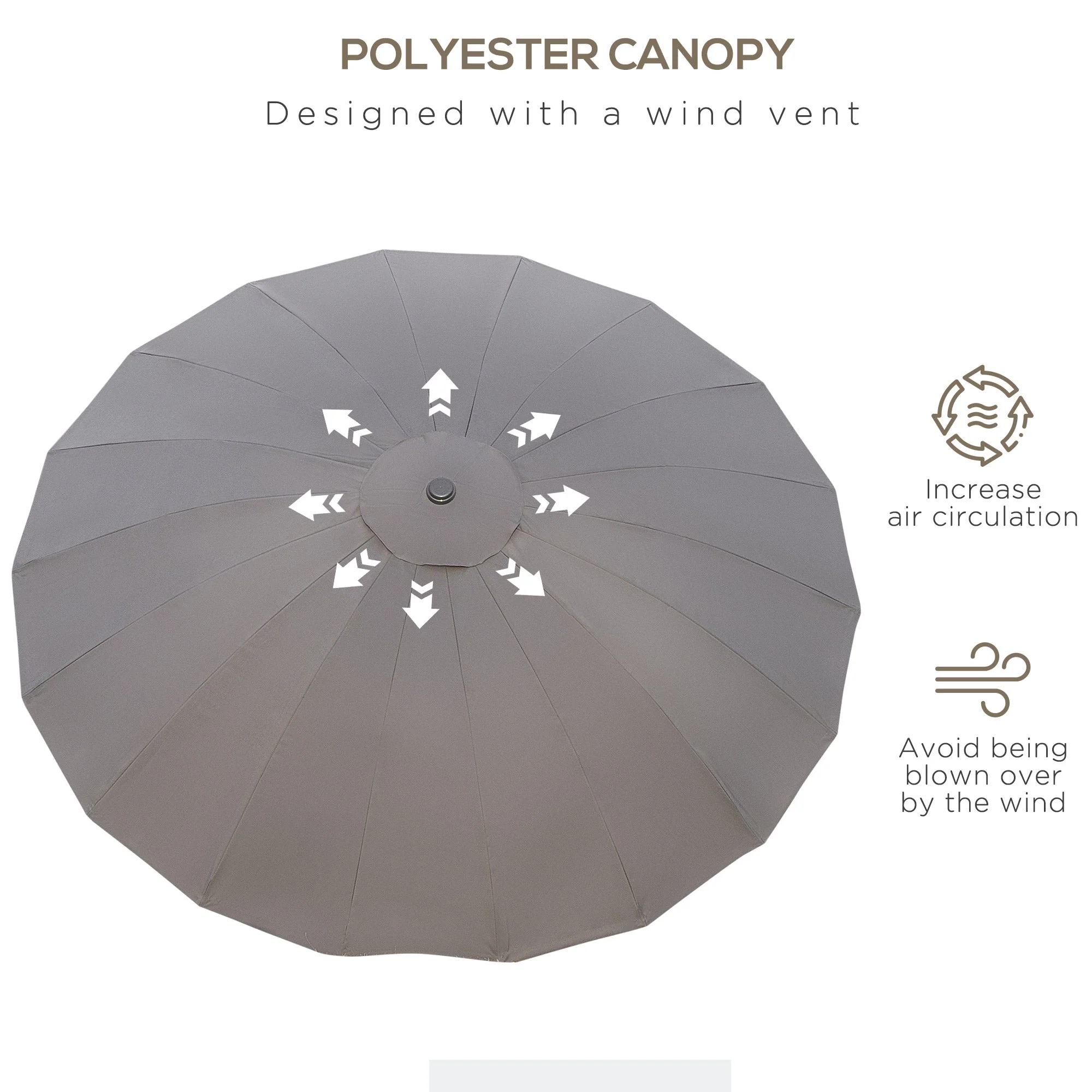 2.6m Shanghai Garden Parasol Umbrella with Crank & Tilt - Image 6