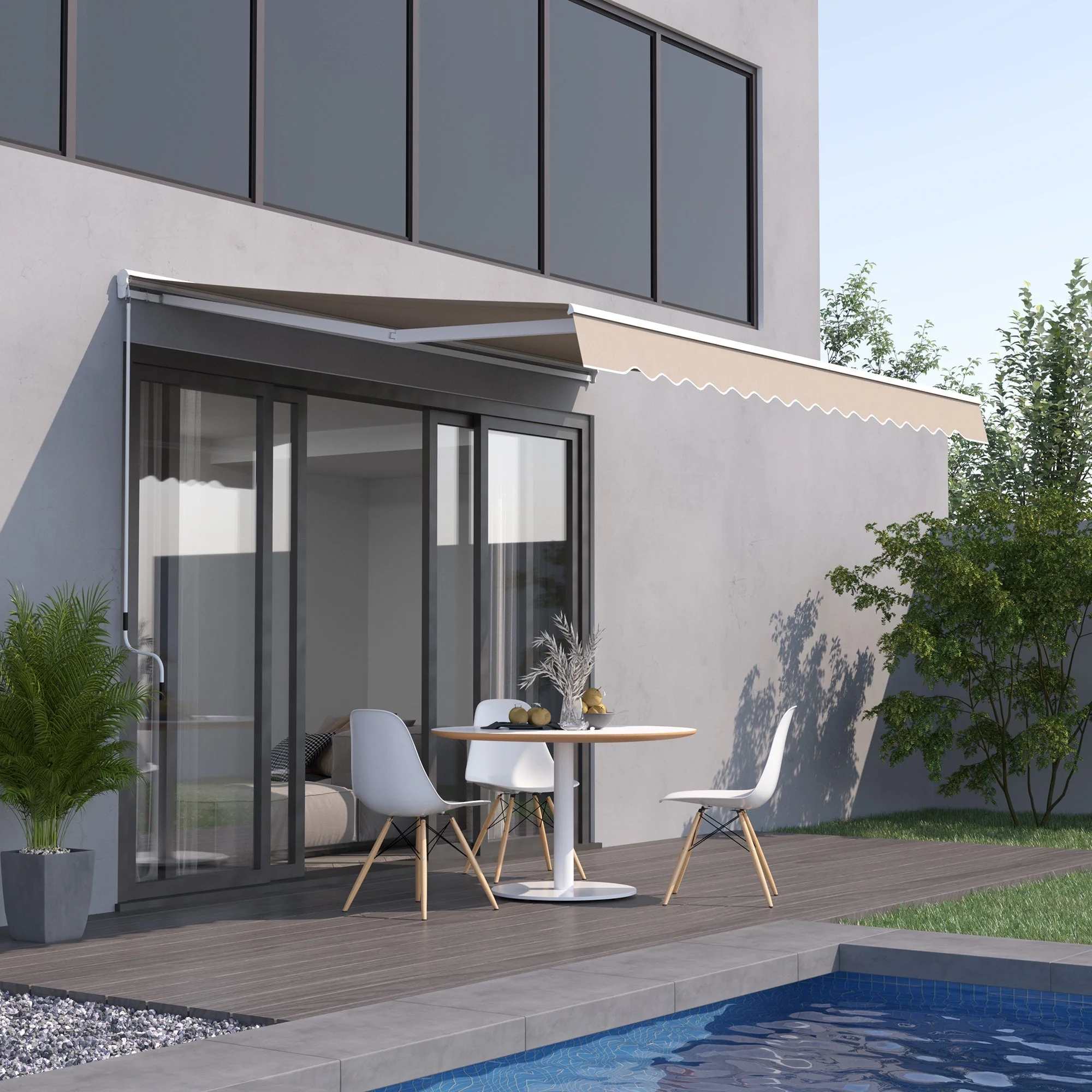 2.95Lx2.5M Retractable Manual/Electric Awning-Cream White/White - Image 2