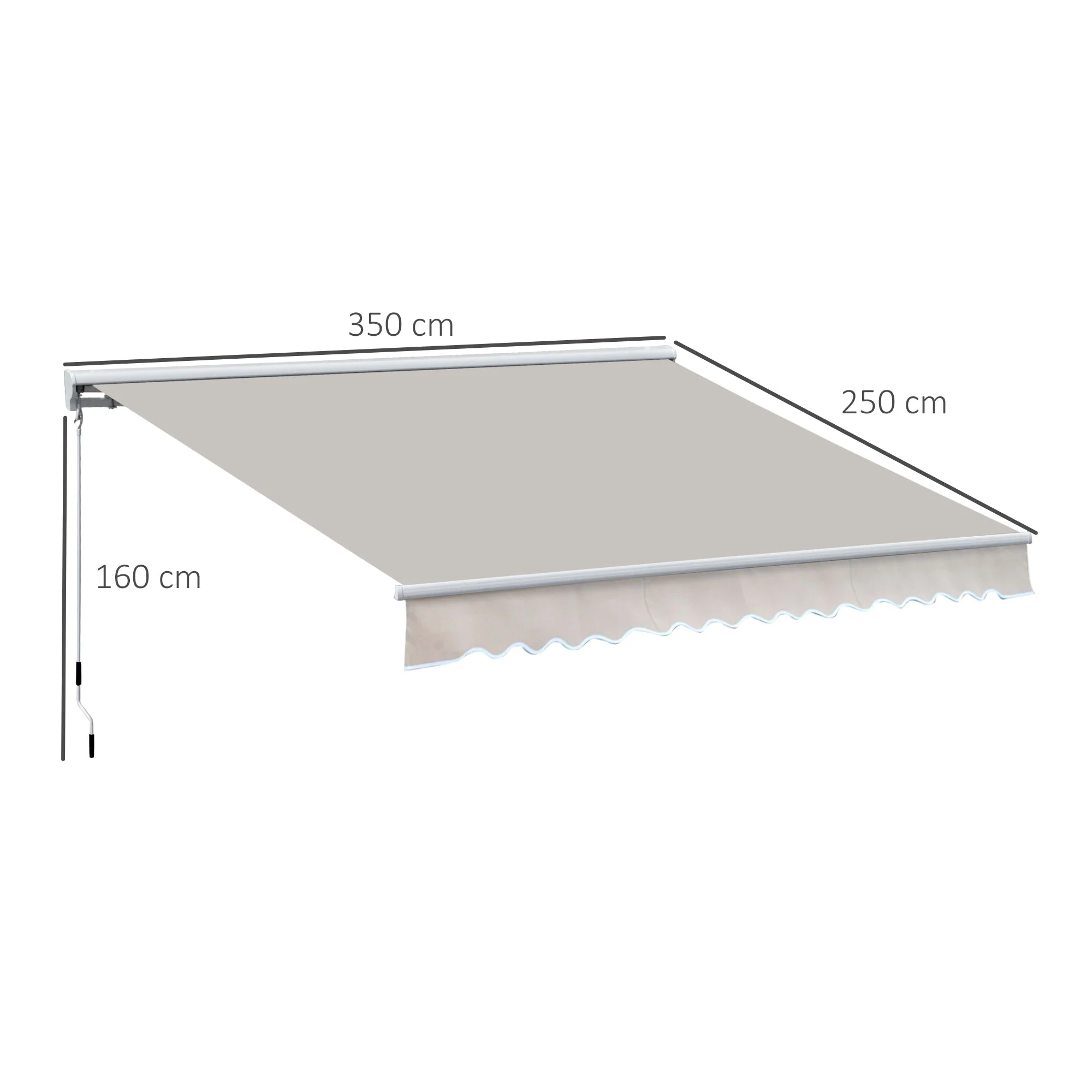 2.95Lx2.5M Retractable Manual/Electric Awning-Cream White/White - Image 3