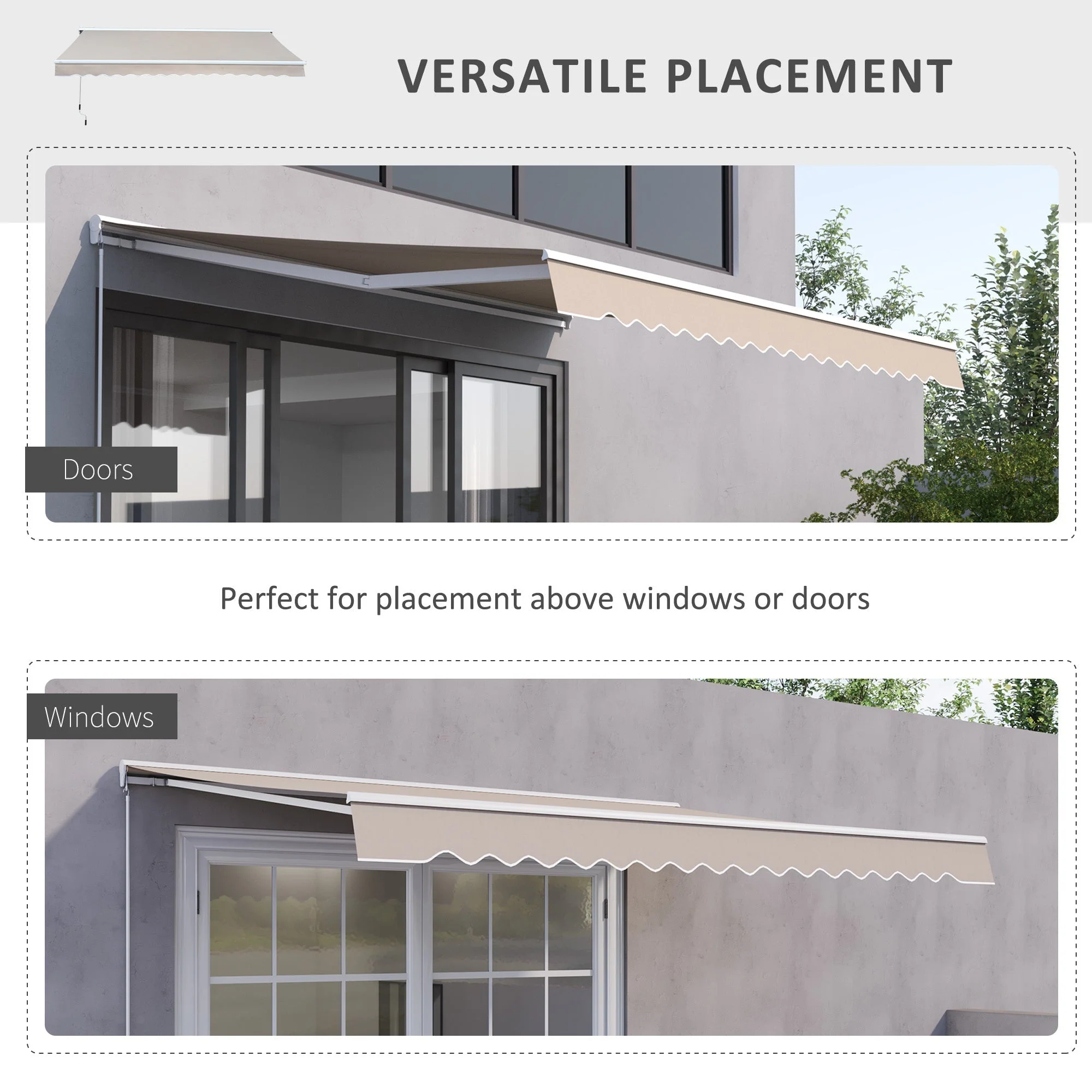 2.95Lx2.5M Retractable Manual/Electric Awning-Cream White/White - Image 5