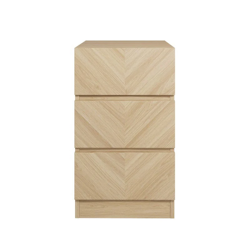 2 Catania Slim Bedside Tables Light Brown 3 Drawers - Image 3