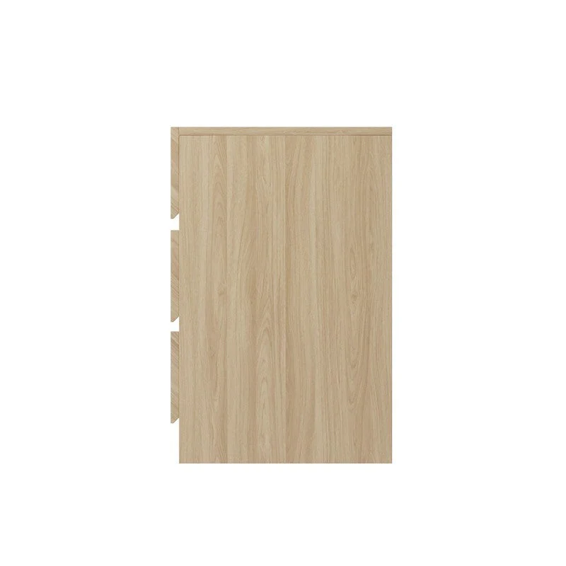 2 Catania Slim Bedside Tables Light Brown 3 Drawers - Image 4