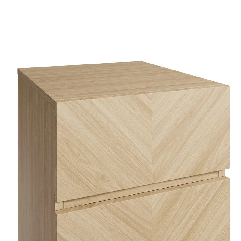 2 Catania Slim Bedside Tables Light Brown 3 Drawers - Image 6