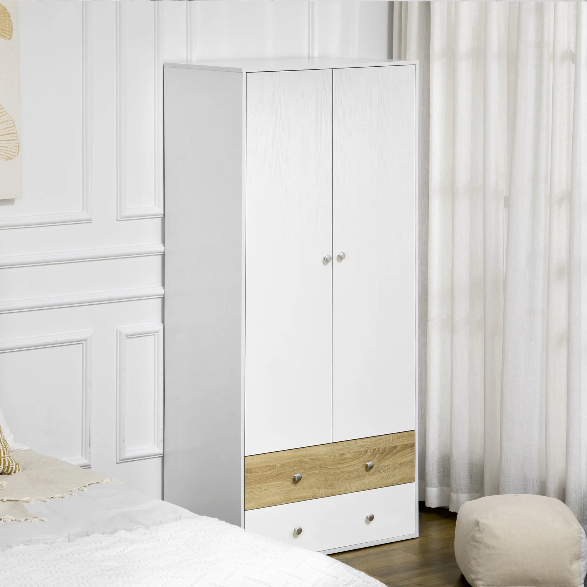 2-Door Wardrobe with 2 Drawers - Image 2