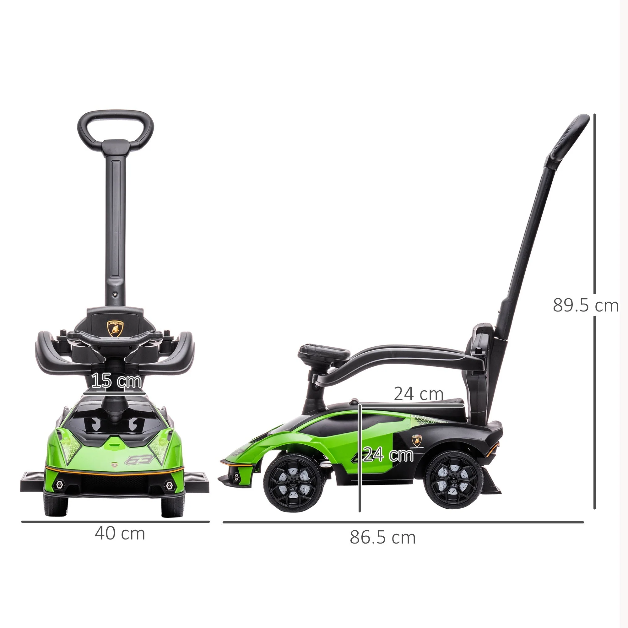 2 in 1 Baby Essenza SCV12 Ride On Car With Parenr Handle 1 To 3 Years Green by Aiyaplay - Image 3