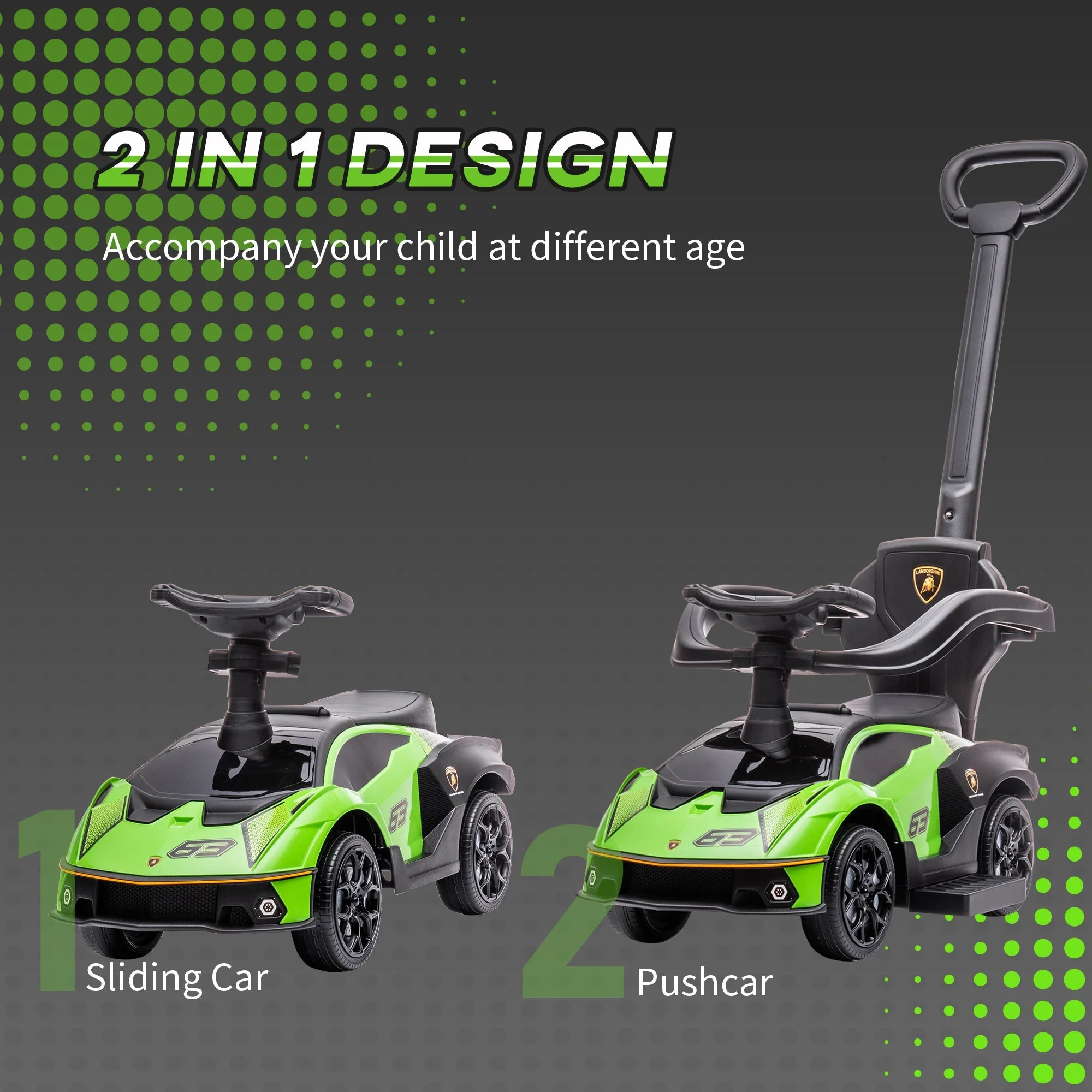 2 in 1 Baby Essenza SCV12 Ride On Car With Parenr Handle 1 To 3 Years Green by Aiyaplay - Image 5