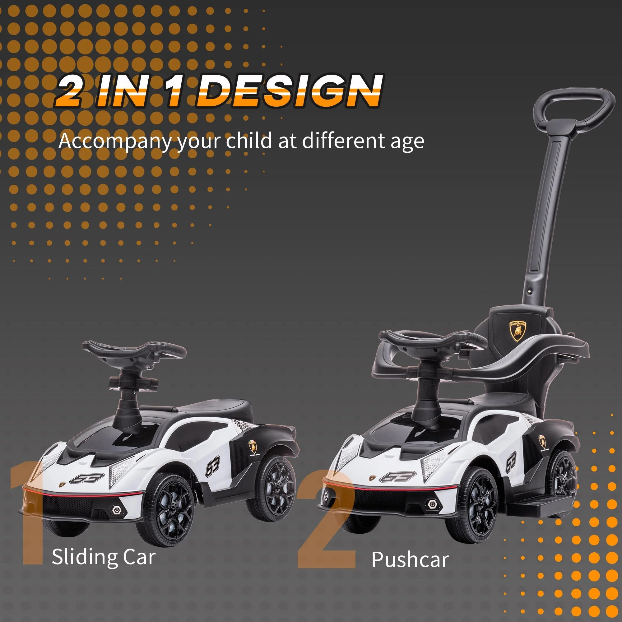 2 in 1 Baby Essenza SCV12 Ride On Car With Parenr Handle 1 To 3 Years White by Aiyaplay - Image 5