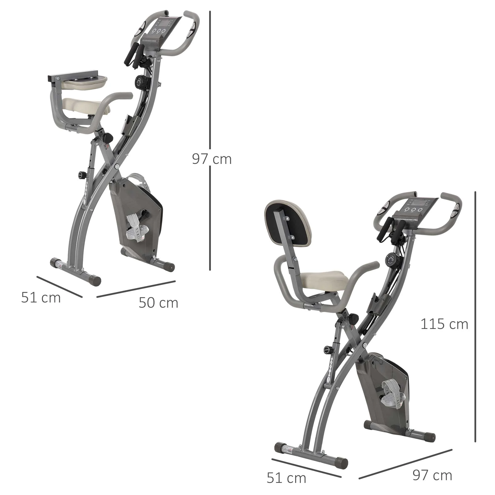 2-In-1 Upright Exercise Bike Adjustable Resistance Fitness Home Cycle Grey - Image 2
