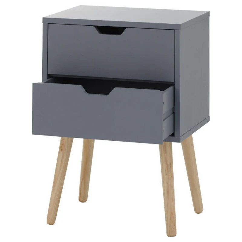 2 Nyborg Bedside Tables Dark Grey 2 Drawers - Image 10