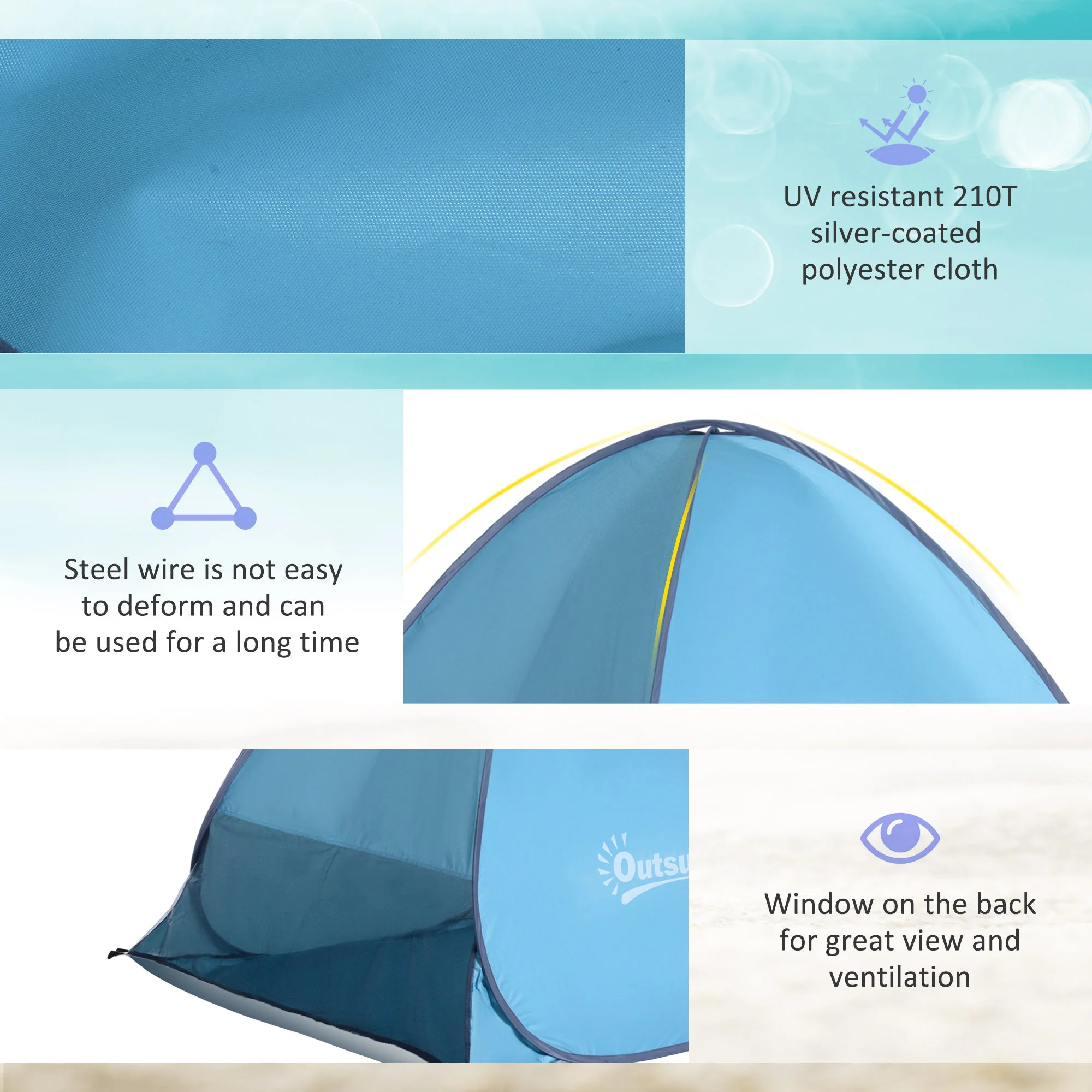 2 Person Pop Up UV Shelter Shade-Blue - Image 6