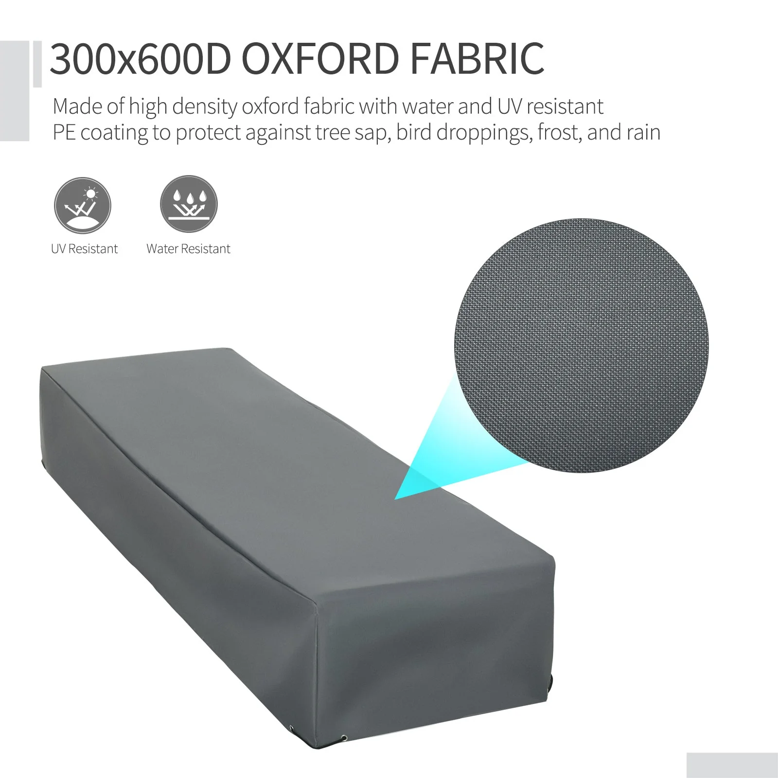 200x73cm Outdoor Garden Rattan Furniture Protective Cover Water UV Resistant Grey - Image 5