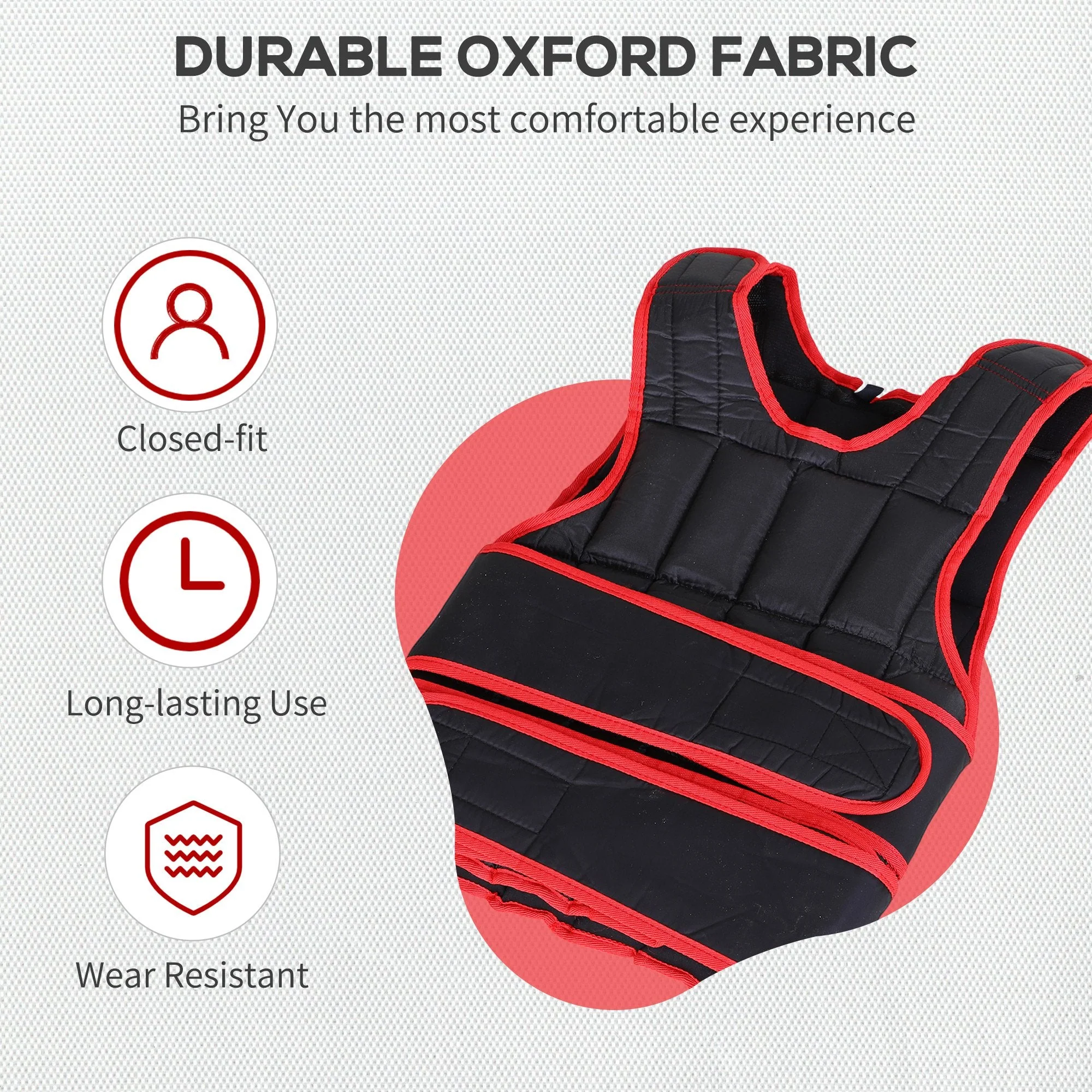 20kg Metal Sand Weight Adjustable Unisex Trainer Vest Weighted Vest Black/Red - Image 4